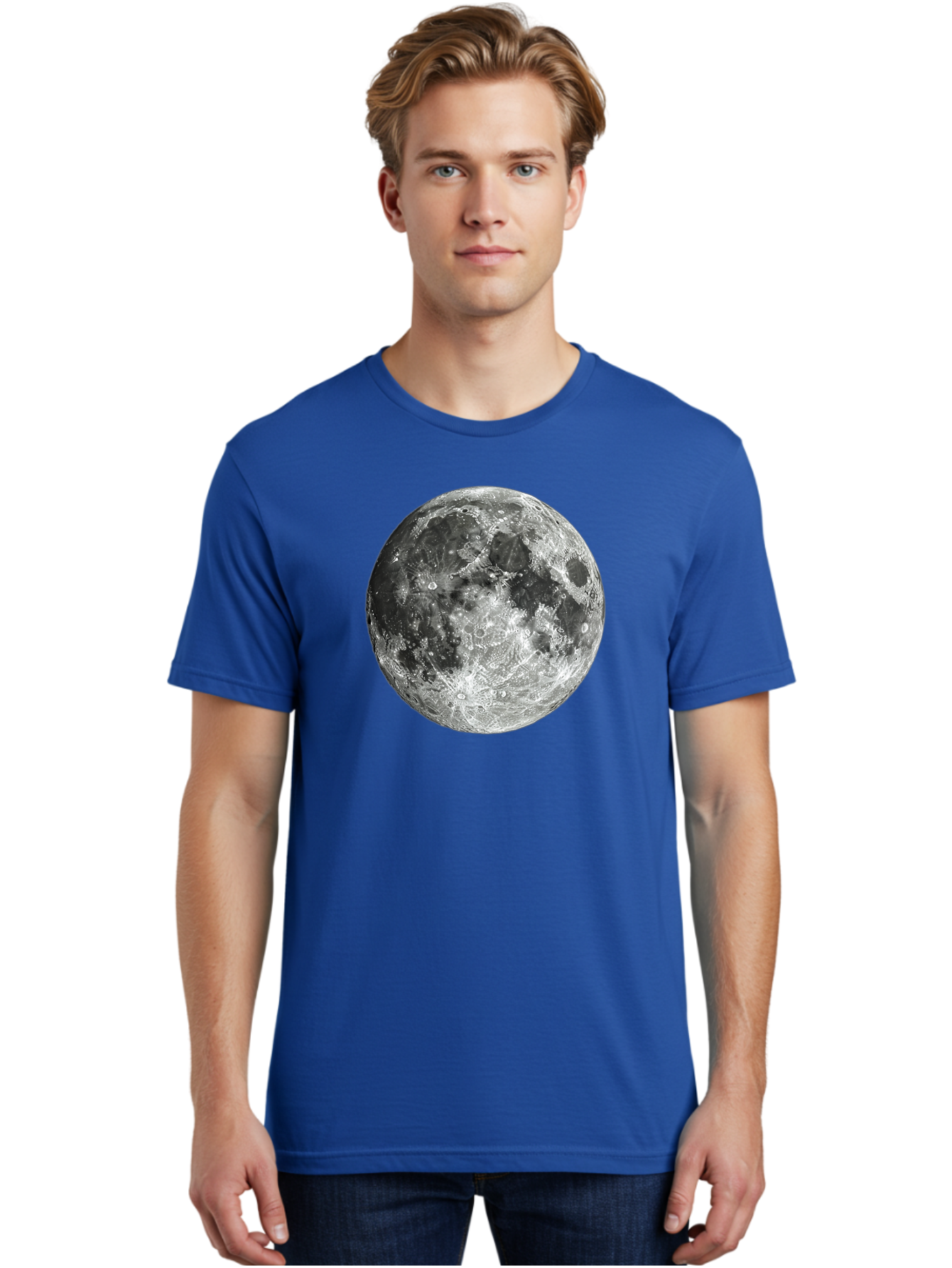 Moon-1 Men'S Graphic Tee, 100% Cotton, Comfortable Casual Summer Wear, Machine Washable, Lunar Surface, Cratered Terrain, Moon'S Topography, Astronomical Body, Night Sky, Space Exploration, Celestial Object, Moonlit Landscape Bad334