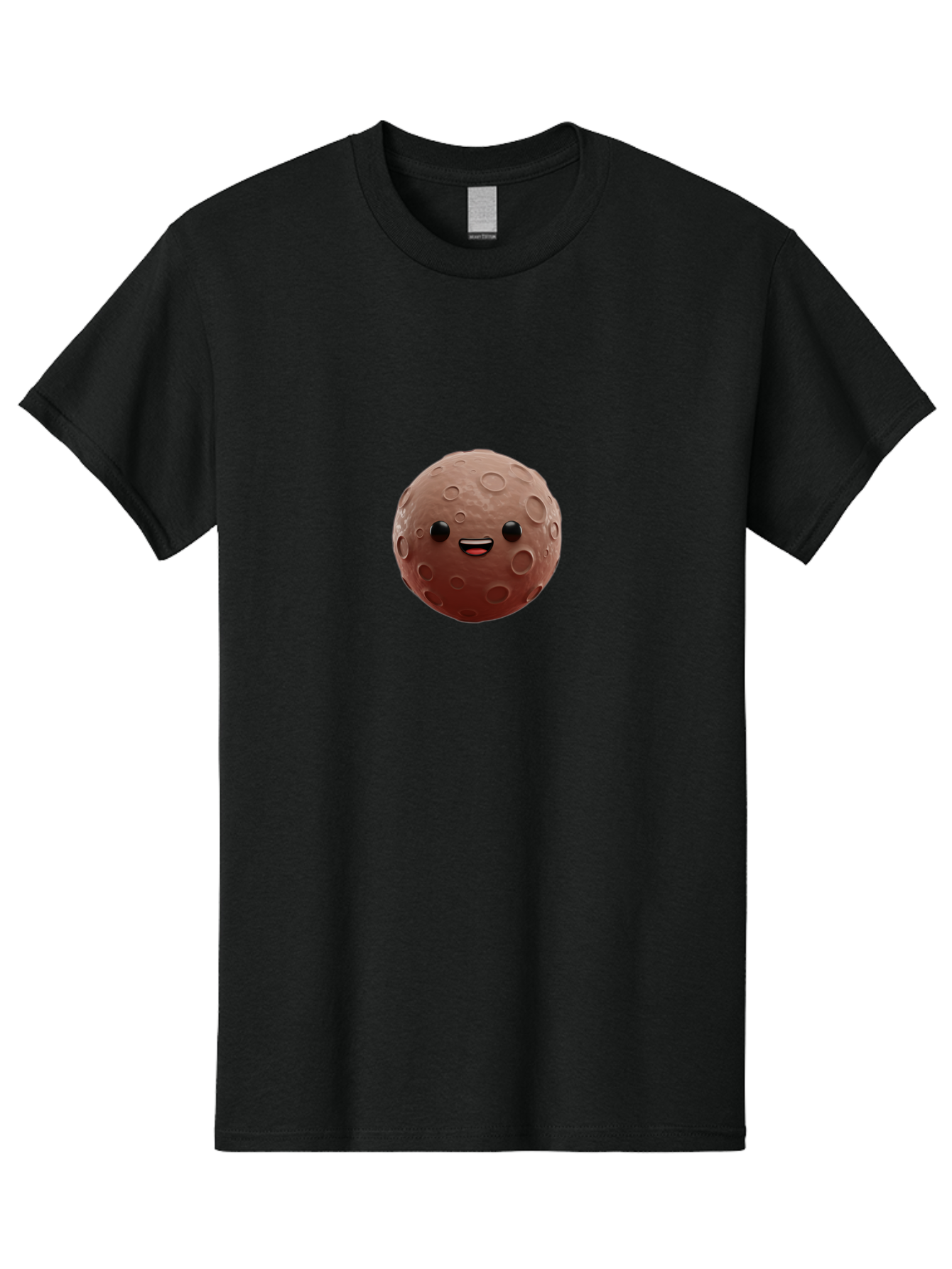 Moon-Character Men'S Graphic Tee, 100% Cotton, Comfortable Casual Summer Wear, Machine Washable, Cartoon Moon, Smiling Face, Lunar Surface, Craters, Adorable Character, Digital Illustration, 3D Rendering, Kawaii Art, Moon Emoji, Emoticon, Bad335