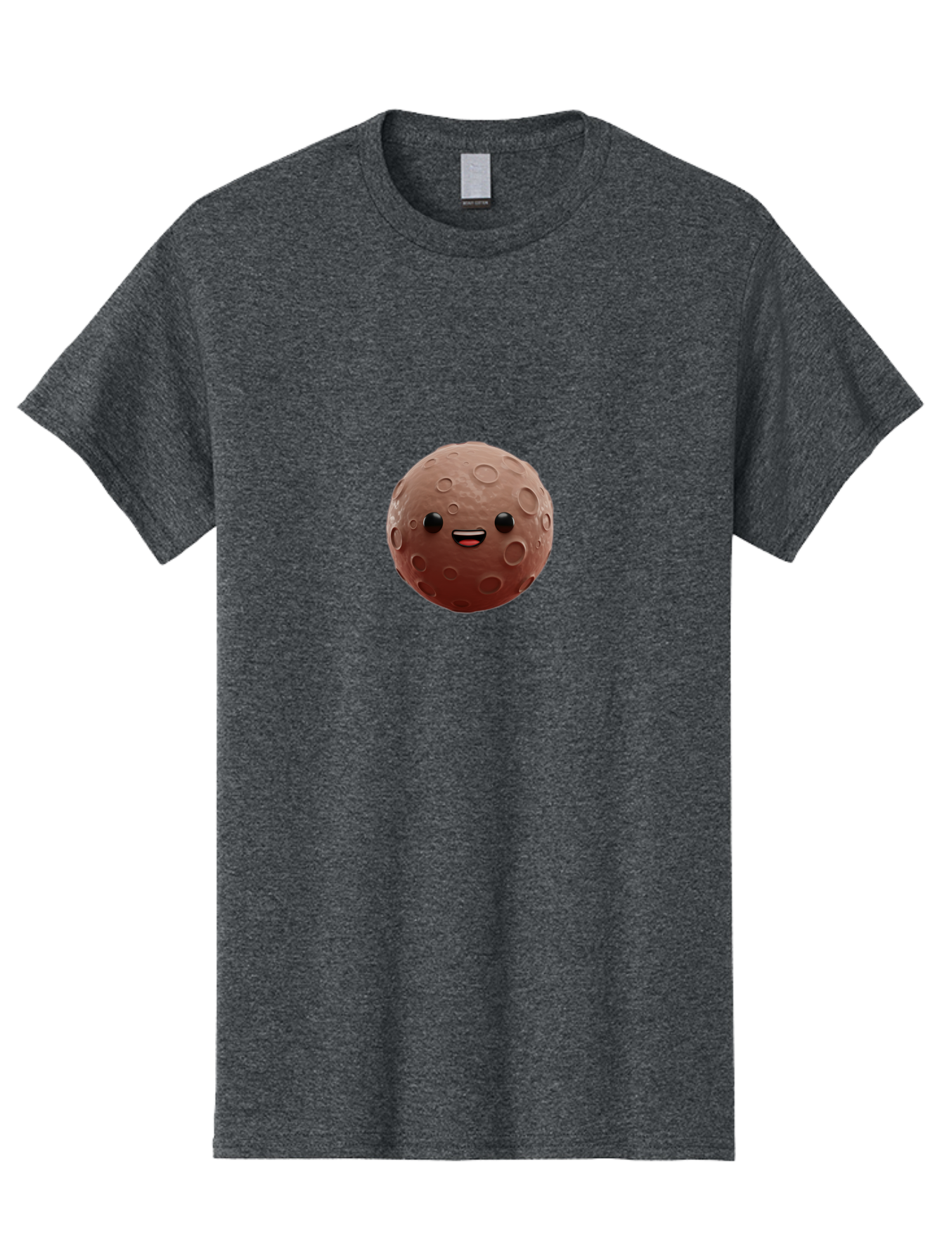 Moon-Character Men'S Graphic Tee, 100% Cotton, Comfortable Casual Summer Wear, Machine Washable, Cartoon Moon, Smiling Face, Lunar Surface, Craters, Adorable Character, Digital Illustration, 3D Rendering, Kawaii Art, Moon Emoji, Emoticon, Bad335