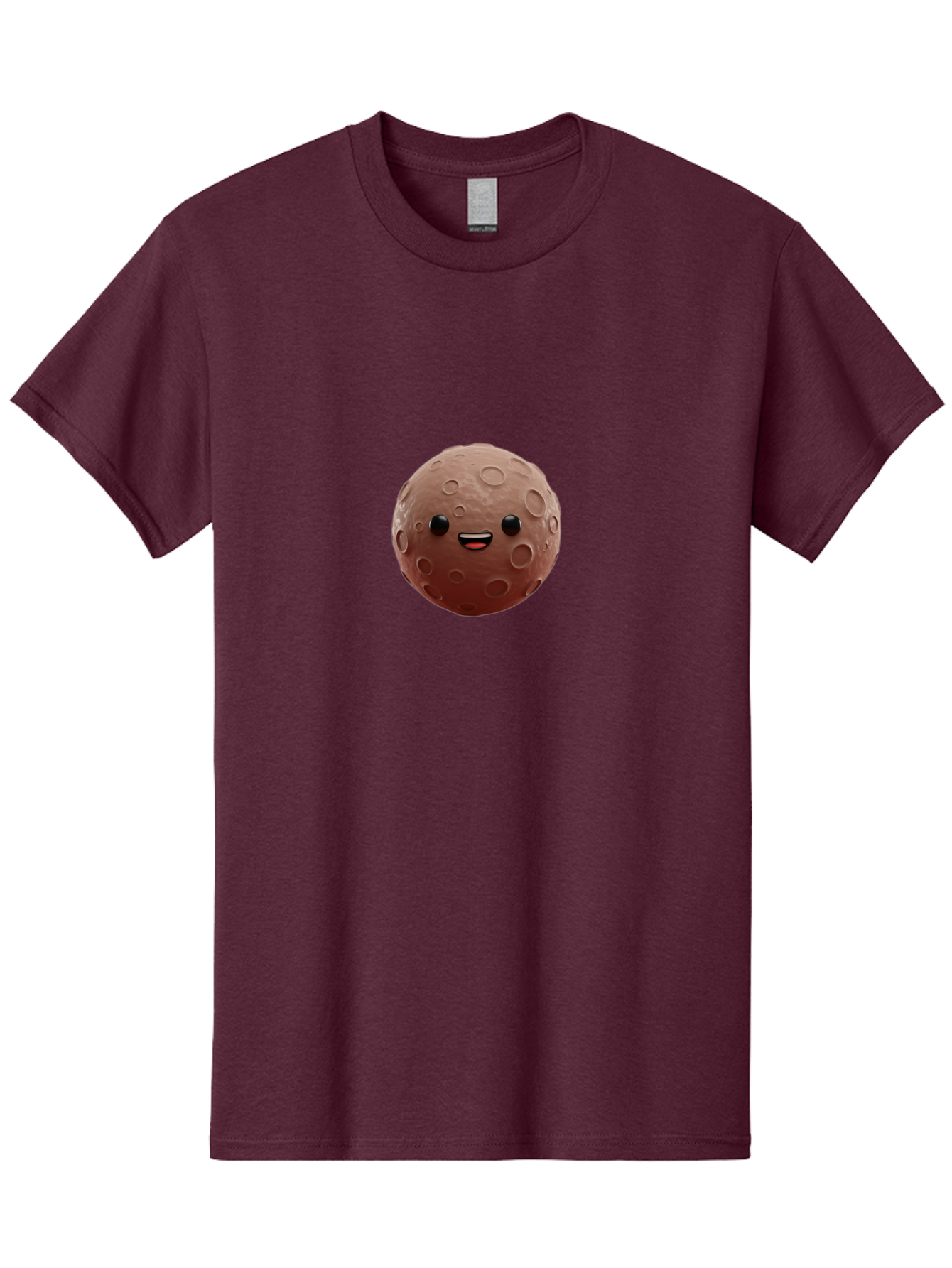 Moon-Character Men'S Graphic Tee, 100% Cotton, Comfortable Casual Summer Wear, Machine Washable, Cartoon Moon, Smiling Face, Lunar Surface, Craters, Adorable Character, Digital Illustration, 3D Rendering, Kawaii Art, Moon Emoji, Emoticon, Bad335