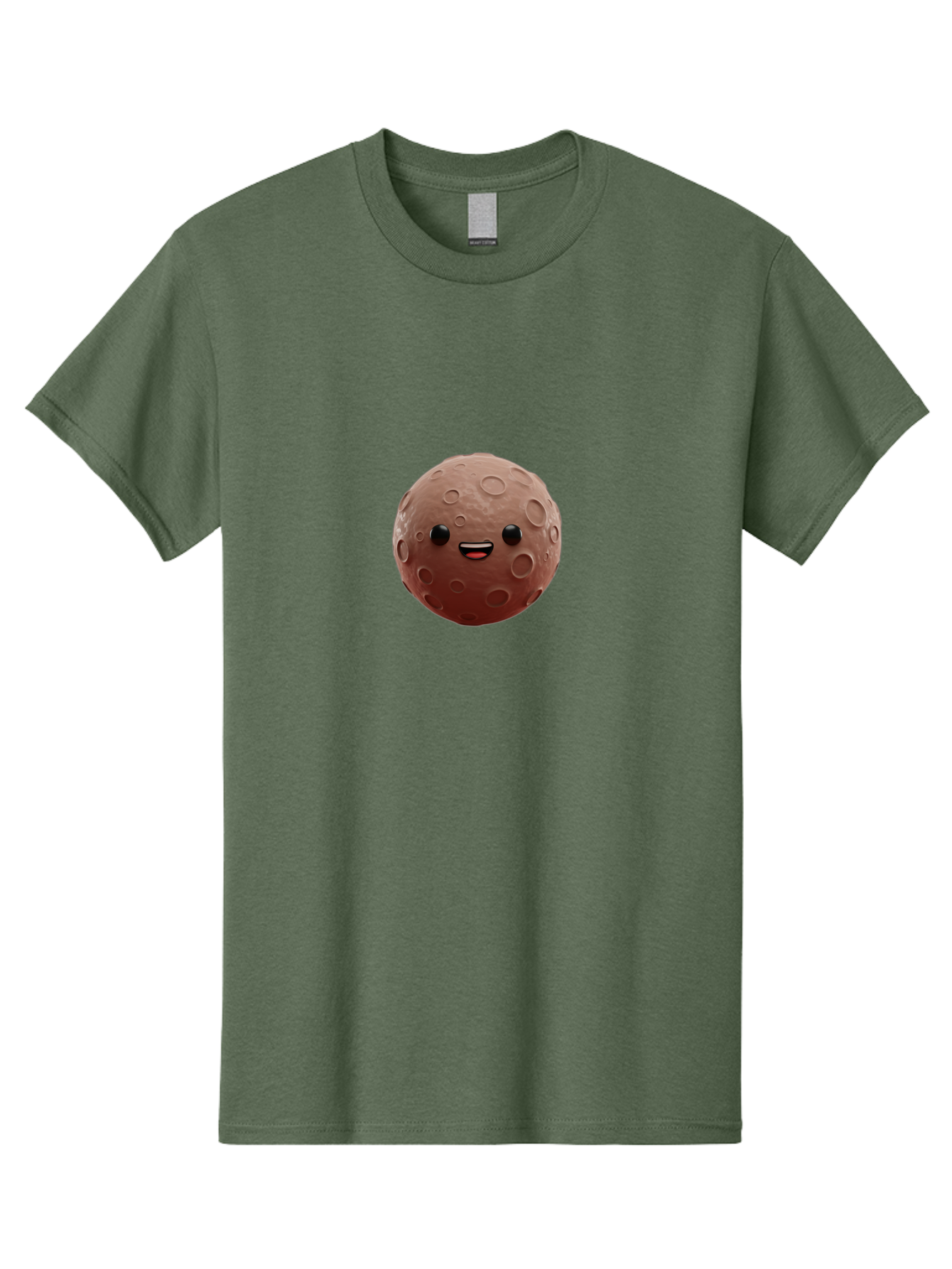 Moon-Character Men'S Graphic Tee, 100% Cotton, Comfortable Casual Summer Wear, Machine Washable, Cartoon Moon, Smiling Face, Lunar Surface, Craters, Adorable Character, Digital Illustration, 3D Rendering, Kawaii Art, Moon Emoji, Emoticon, Bad335