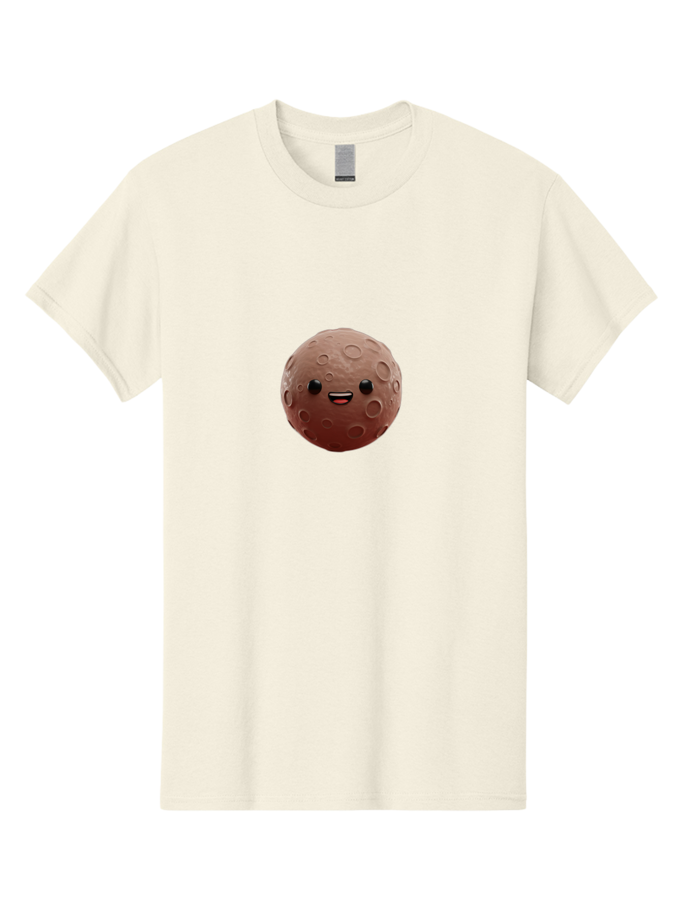 Moon-Character Men'S Graphic Tee, 100% Cotton, Comfortable Casual Summer Wear, Machine Washable, Cartoon Moon, Smiling Face, Lunar Surface, Craters, Adorable Character, Digital Illustration, 3D Rendering, Kawaii Art, Moon Emoji, Emoticon, Bad335