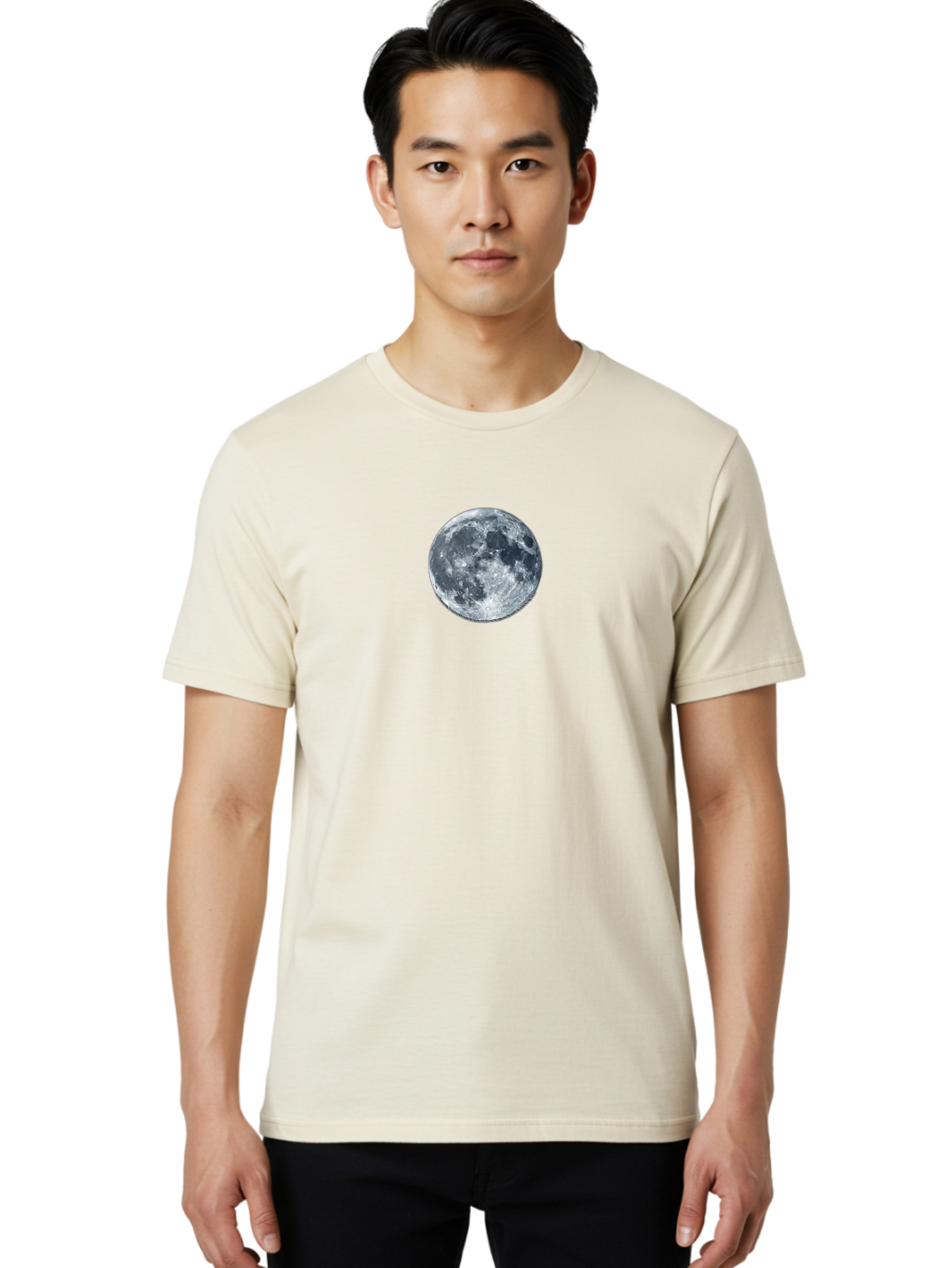 Moon Men'S Graphic Tee, 100% Cotton, Comfortable Casual Summer Wear, Machine Washable, Full Moon, Lunar Surface, Craters, Space, Astronomy, Night Sky, Celestial Body, Moonlight, Lunar Phases Bad337