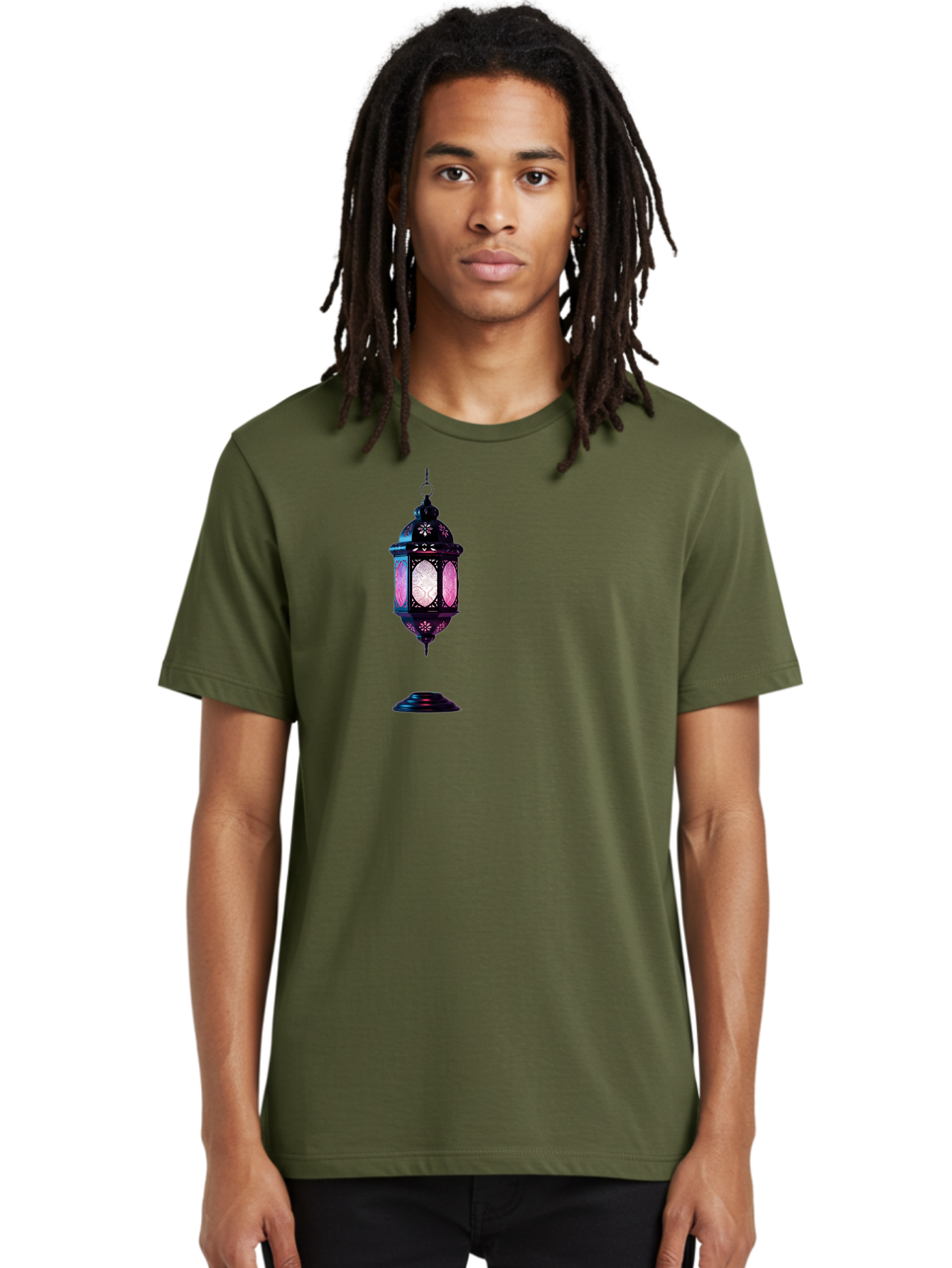 Moroccan-Lantern Men'S Graphic Tee, 100% Cotton, Comfortable Casual Summer Wear, Machine Washable, Islamic Lantern, Hanging Lamp, Intricate Design, Decorative Lighting, Cultural Symbol, Ramadan Decoration, Eid Celebration, Traditional Ornament Bad338