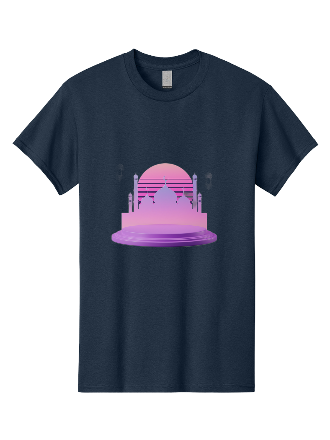 Mosque-Silhouette-1 Men'S Graphic Tee, 100% Cotton, Comfortable Casual Summer Wear, Machine Washable, Mosque Silhouette, Islamic Architecture, Cultural Heritage, Serene Atmosphere, Minimalist Design, Vibrant Colors, Peaceful Ambiance, Bad341