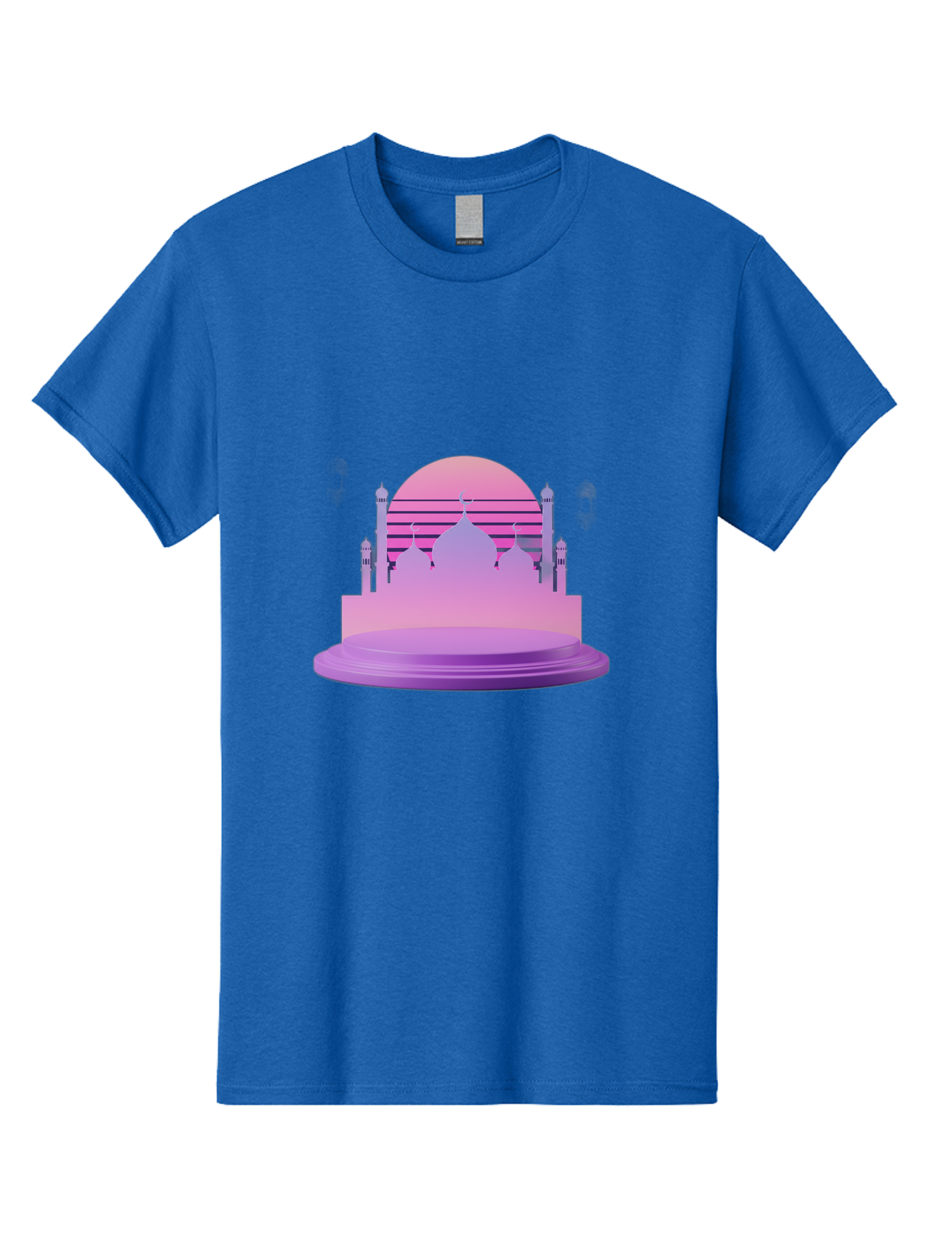 Mosque-Silhouette-1 Men'S Graphic Tee, 100% Cotton, Comfortable Casual Summer Wear, Machine Washable, Mosque Silhouette, Islamic Architecture, Cultural Heritage, Serene Atmosphere, Minimalist Design, Vibrant Colors, Peaceful Ambiance, Bad341