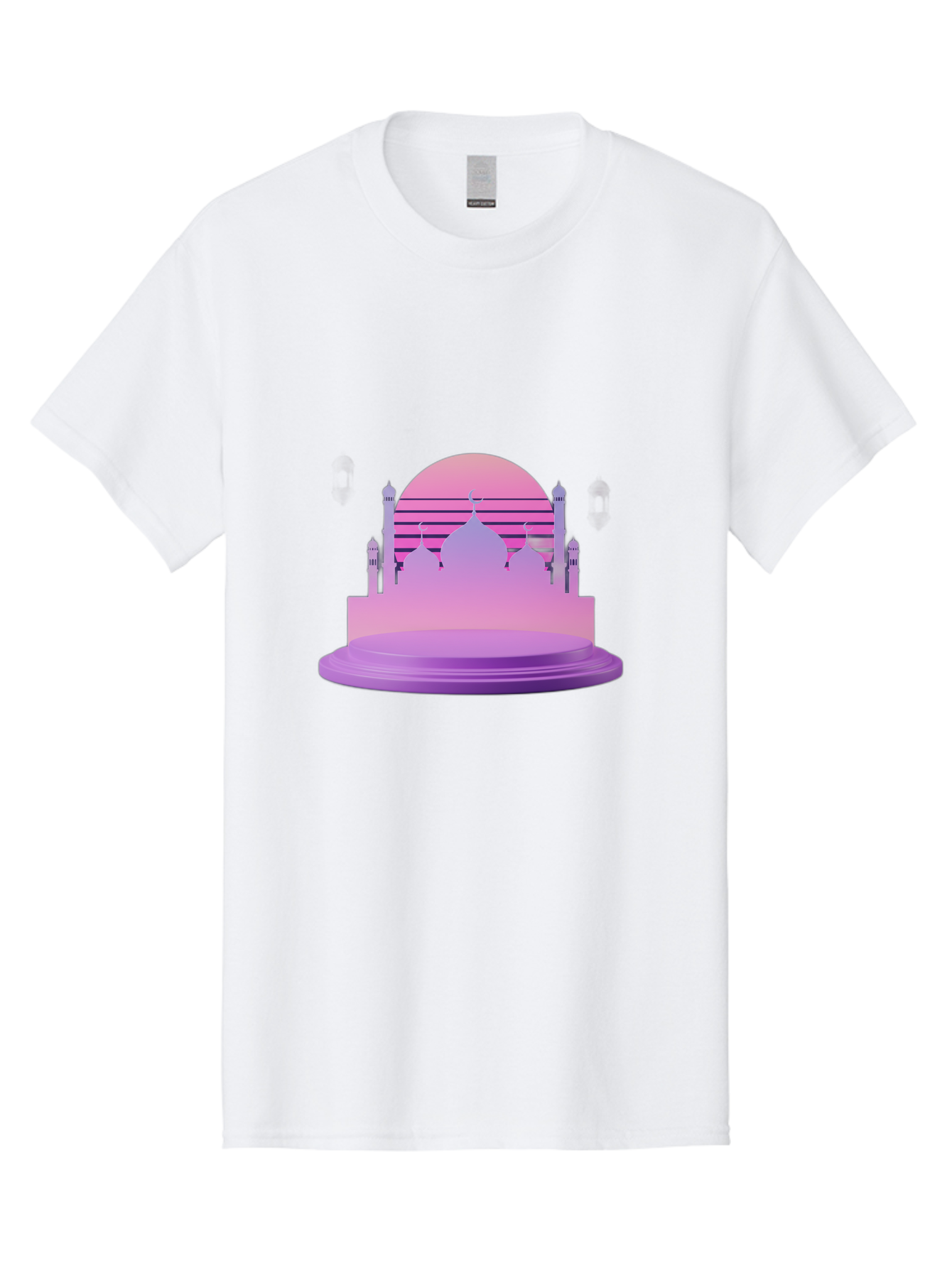 Mosque-Silhouette-1 Men'S Graphic Tee, 100% Cotton, Comfortable Casual Summer Wear, Machine Washable, Mosque Silhouette, Islamic Architecture, Cultural Heritage, Serene Atmosphere, Minimalist Design, Vibrant Colors, Peaceful Ambiance, Bad341