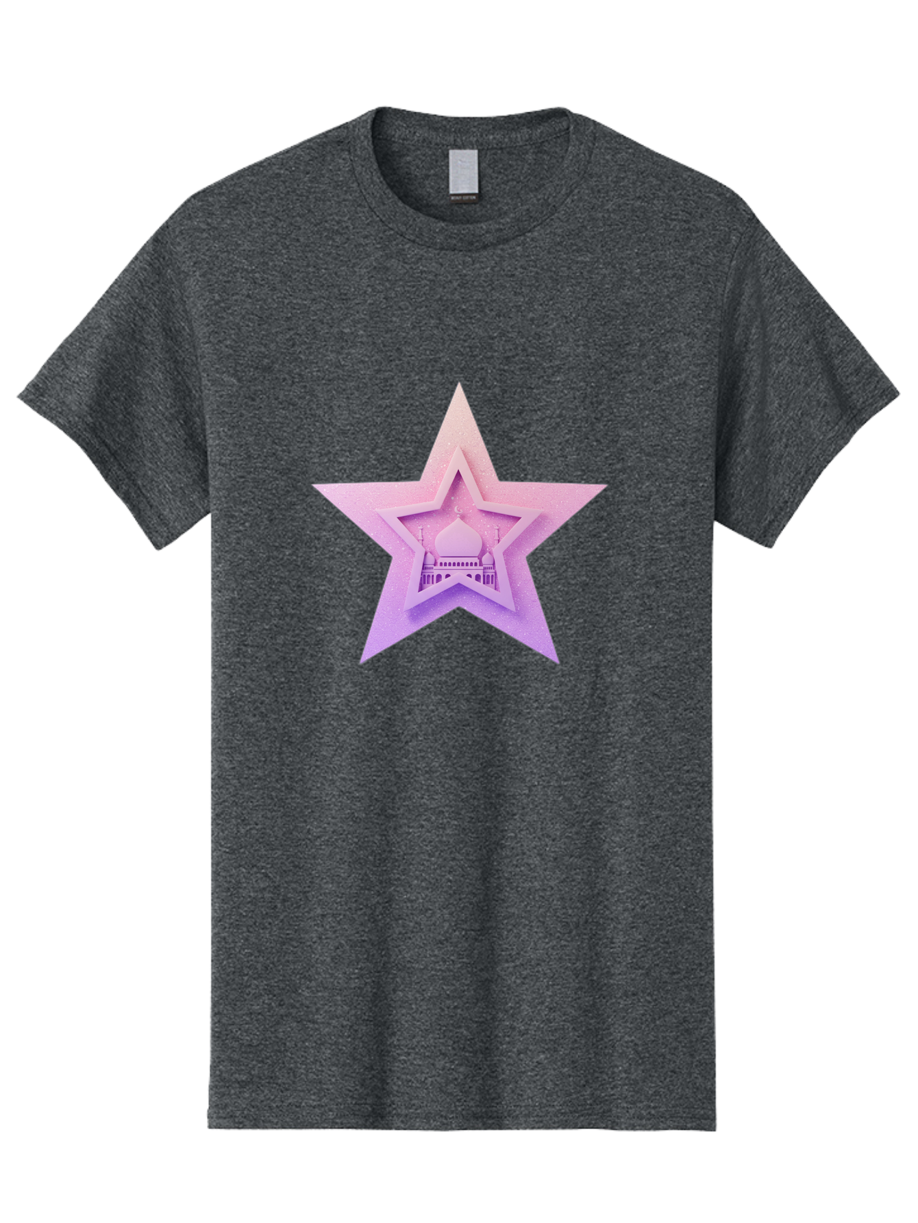 Mosque-Star Men'S Graphic Tee, 100% Cotton, Comfortable Casual Summer Wear, Machine Washable, Taj Mahal, Islamic Architecture, Pastel Colors, Star Shape, Religious Symbols, Cultural Heritage, Indian Monument, Sacred Building Bad343