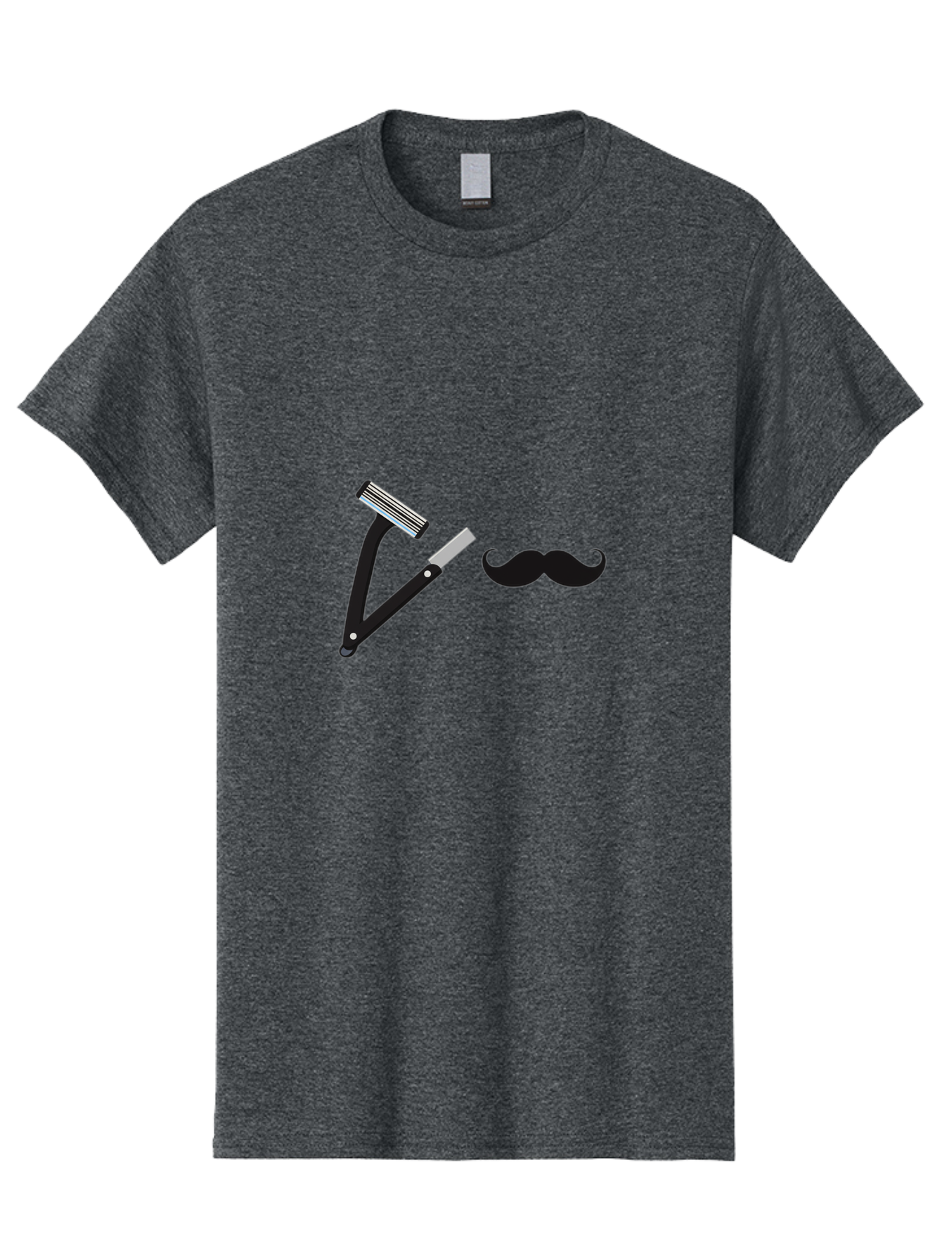 Mustache-Razor Men'S Graphic Tee, 100% Cotton, Comfortable Casual Summer Wear, Machine Washable, Straight Razor, Shaving Tools, Handlebar Mustache, Grooming, Men'S Grooming, Razor Blade, Facial Hair Bad349