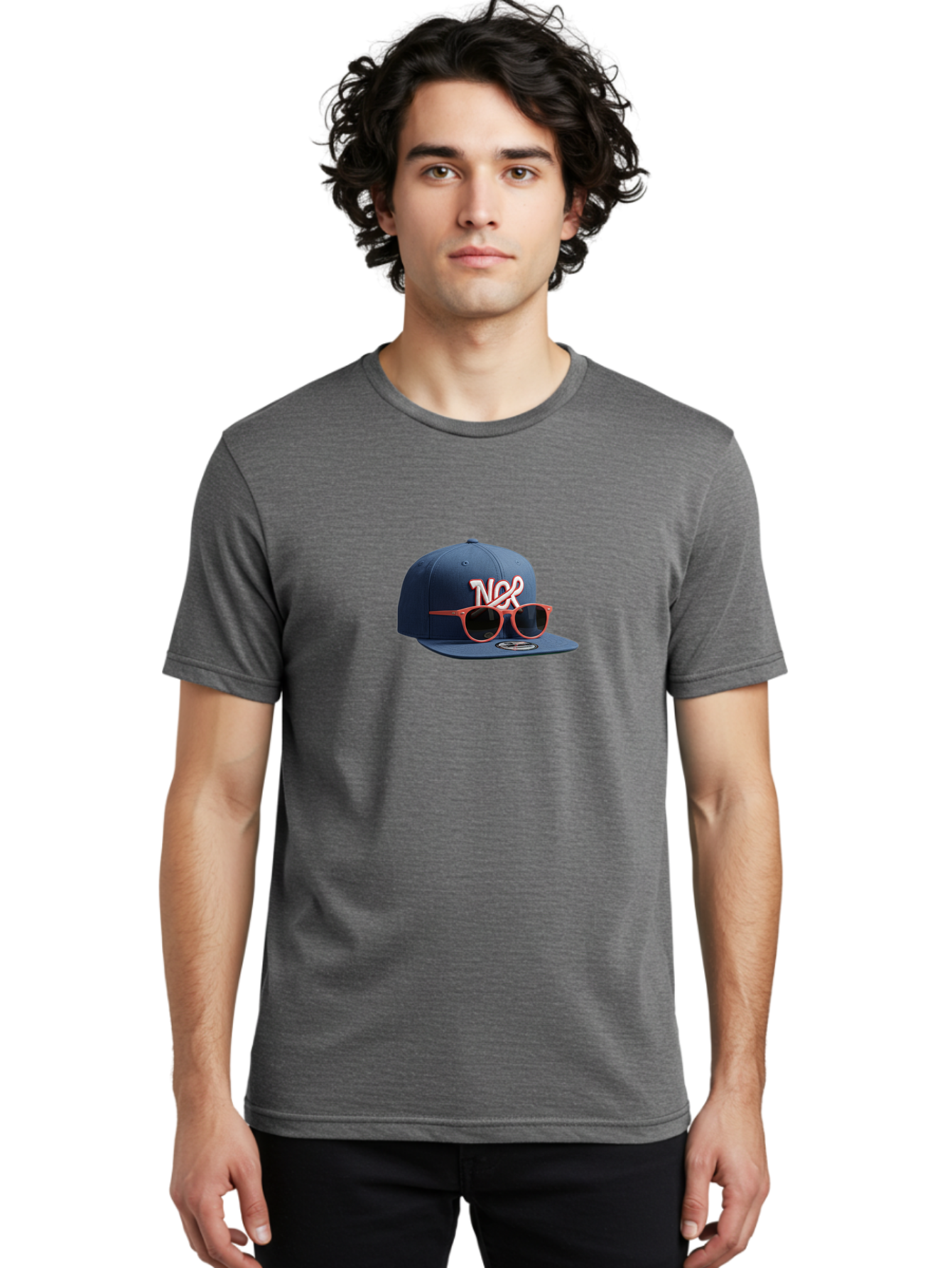 Ncr-Baseball-Cap Men'S Graphic Tee, 100% Cotton, Comfortable Casual Summer Wear, Machine Washable, Baseball Cap, Ncr Logo, Sunglasses On Hat, Red Frames, Dark Lenses, New Era Cap, Fashion Accessory, Streetwear Style, Casual Wear, Trendy Hat Bad358