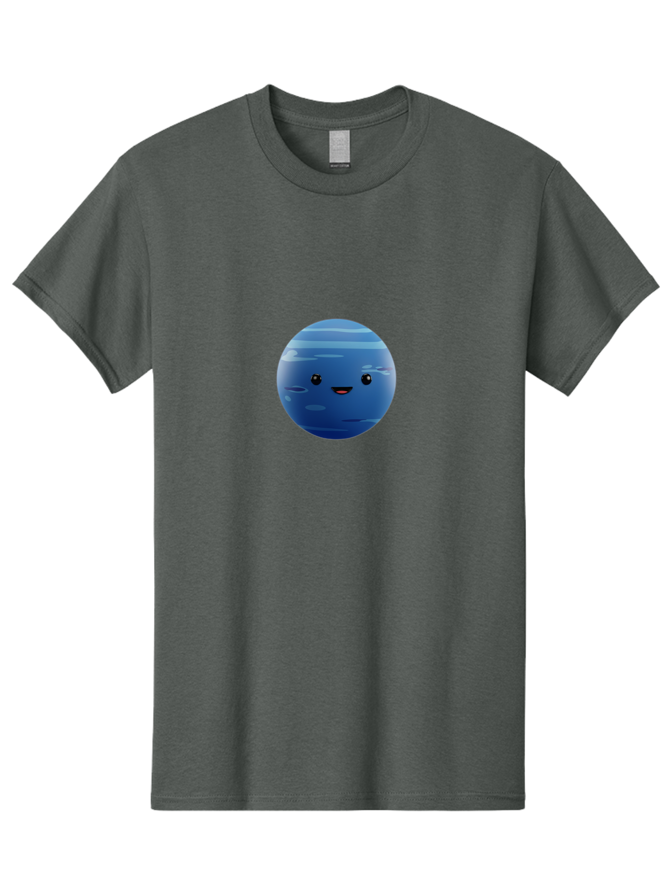 Neptune Men'S Graphic Tee, 100% Cotton, Comfortable Casual Summer Wear, Machine Washable, Cartoon Neptune, Smiling Planet, Blue Planet, Gas Giant, Solar System, Cartoon Character, Astronomy, Space Bad362