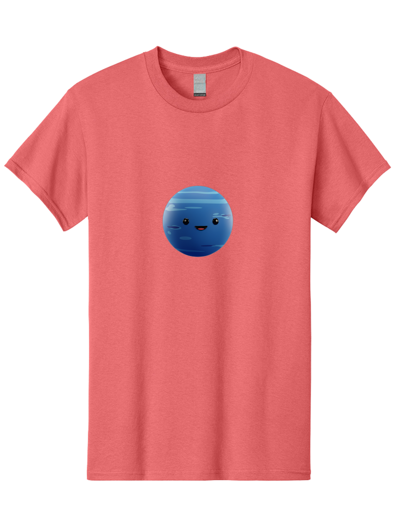 Neptune Men'S Graphic Tee, 100% Cotton, Comfortable Casual Summer Wear, Machine Washable, Cartoon Neptune, Smiling Planet, Blue Planet, Gas Giant, Solar System, Cartoon Character, Astronomy, Space Bad362