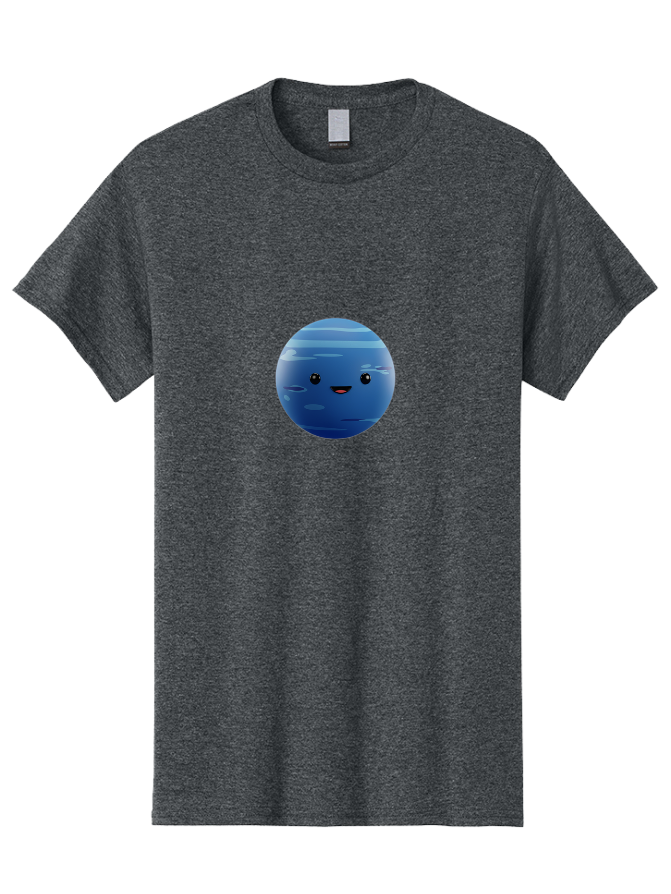 Neptune Men'S Graphic Tee, 100% Cotton, Comfortable Casual Summer Wear, Machine Washable, Cartoon Neptune, Smiling Planet, Blue Planet, Gas Giant, Solar System, Cartoon Character, Astronomy, Space Bad362
