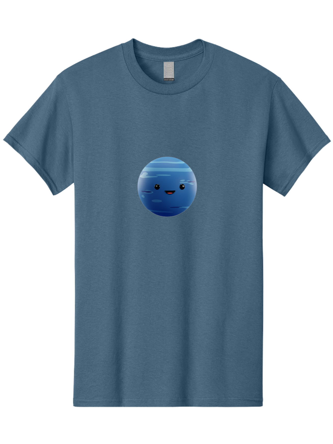 Neptune Men'S Graphic Tee, 100% Cotton, Comfortable Casual Summer Wear, Machine Washable, Cartoon Neptune, Smiling Planet, Blue Planet, Gas Giant, Solar System, Cartoon Character, Astronomy, Space Bad362