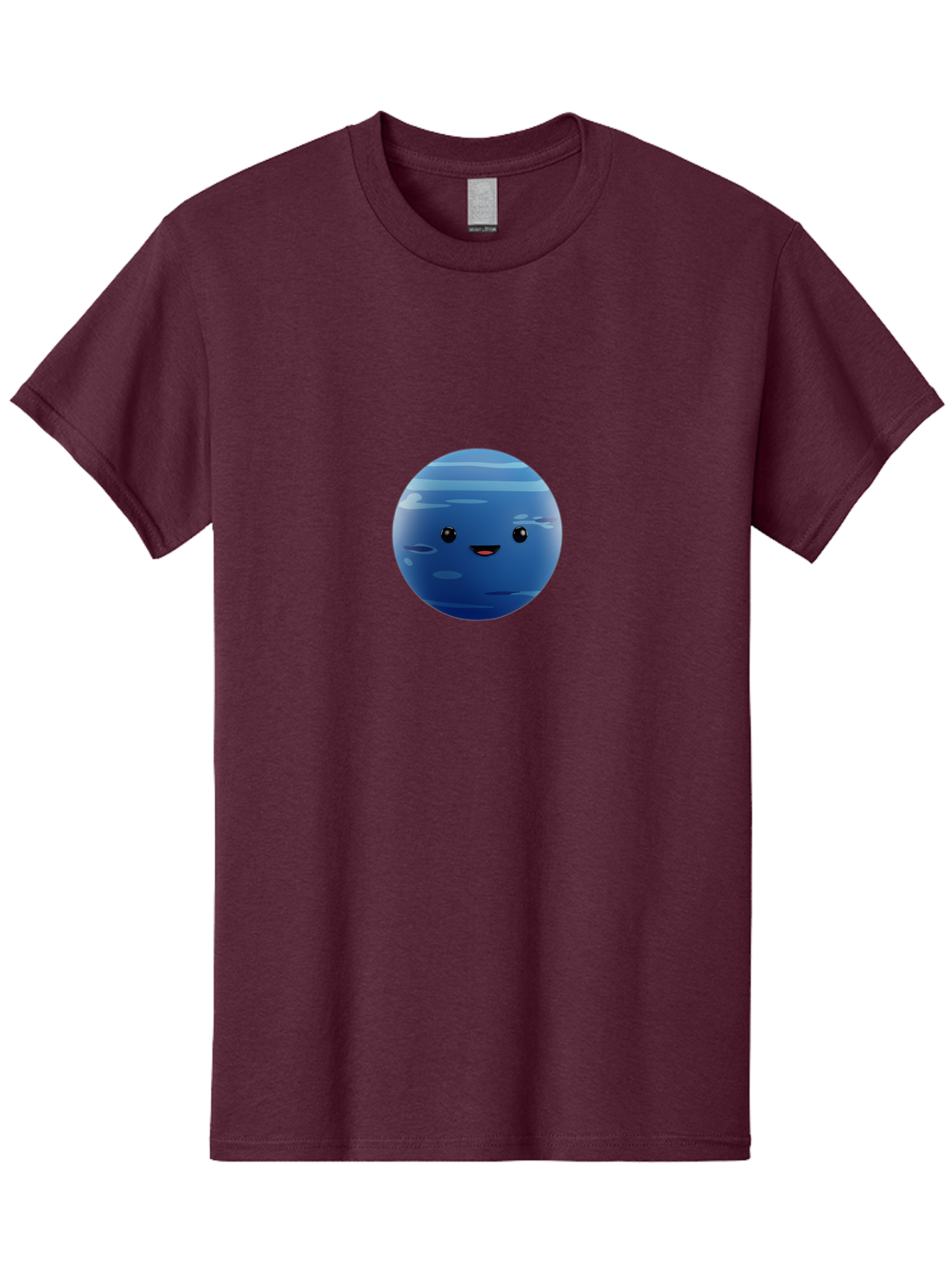 Neptune Men'S Graphic Tee, 100% Cotton, Comfortable Casual Summer Wear, Machine Washable, Cartoon Neptune, Smiling Planet, Blue Planet, Gas Giant, Solar System, Cartoon Character, Astronomy, Space Bad362