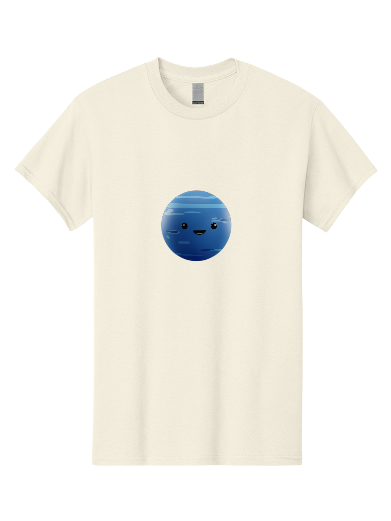 Neptune Men'S Graphic Tee, 100% Cotton, Comfortable Casual Summer Wear, Machine Washable, Cartoon Neptune, Smiling Planet, Blue Planet, Gas Giant, Solar System, Cartoon Character, Astronomy, Space Bad362