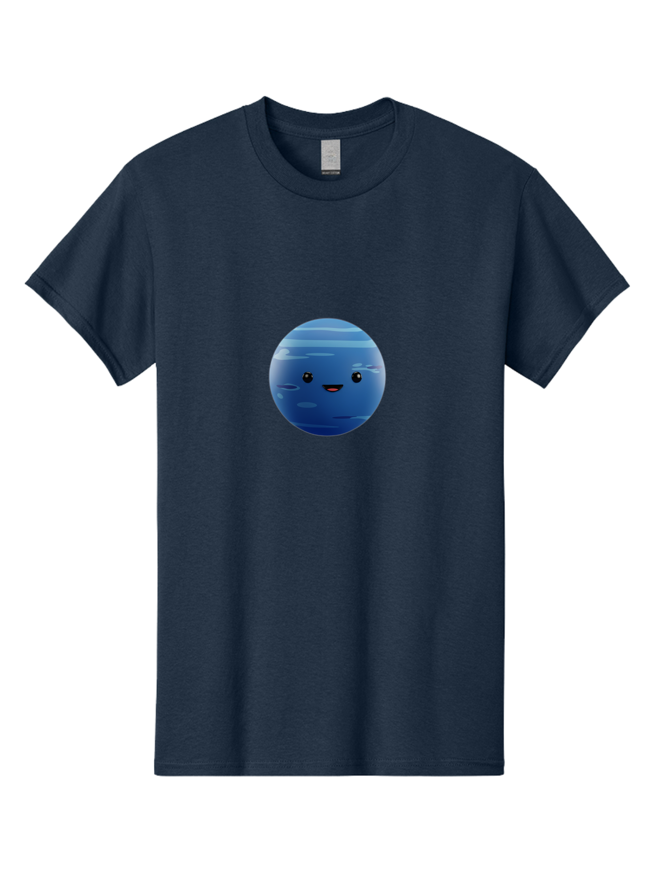 Neptune Men'S Graphic Tee, 100% Cotton, Comfortable Casual Summer Wear, Machine Washable, Cartoon Neptune, Smiling Planet, Blue Planet, Gas Giant, Solar System, Cartoon Character, Astronomy, Space Bad362