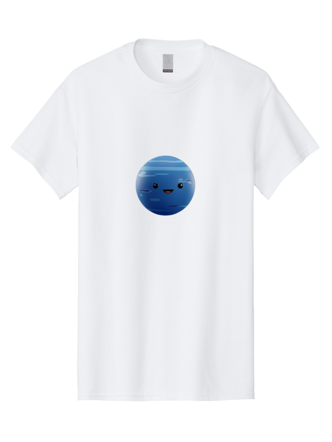 Neptune Men'S Graphic Tee, 100% Cotton, Comfortable Casual Summer Wear, Machine Washable, Cartoon Neptune, Smiling Planet, Blue Planet, Gas Giant, Solar System, Cartoon Character, Astronomy, Space Bad362