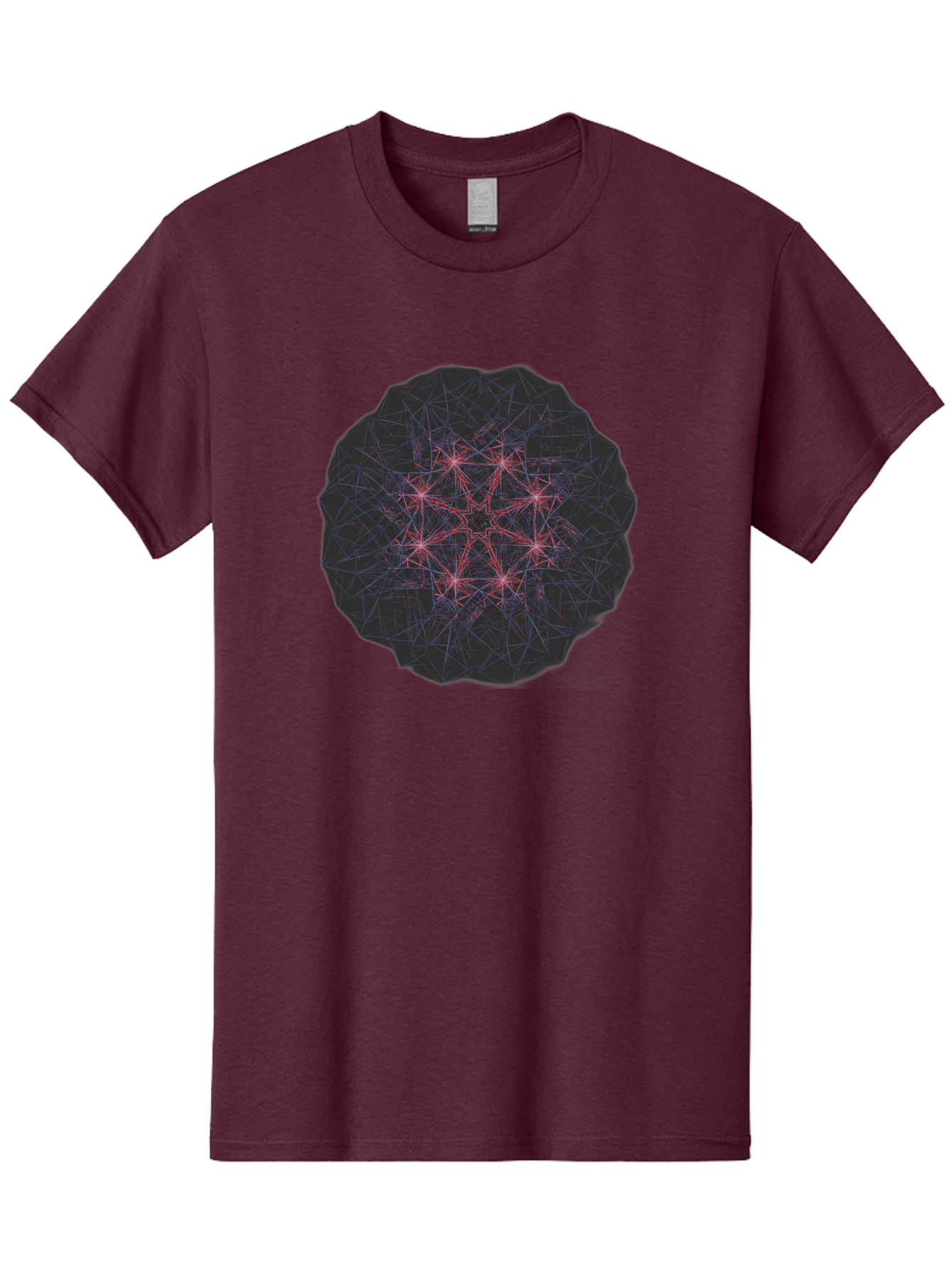Network-Cluster Men'S Graphic Tee, 100% Cotton, Comfortable Casual Summer Wear, Machine Washable, Complex Network, Interconnected Nodes, Red And Blue Lines, Futuristic Design, Abstract Pattern, Web-Like Structure, Technological Innovation, Bad363