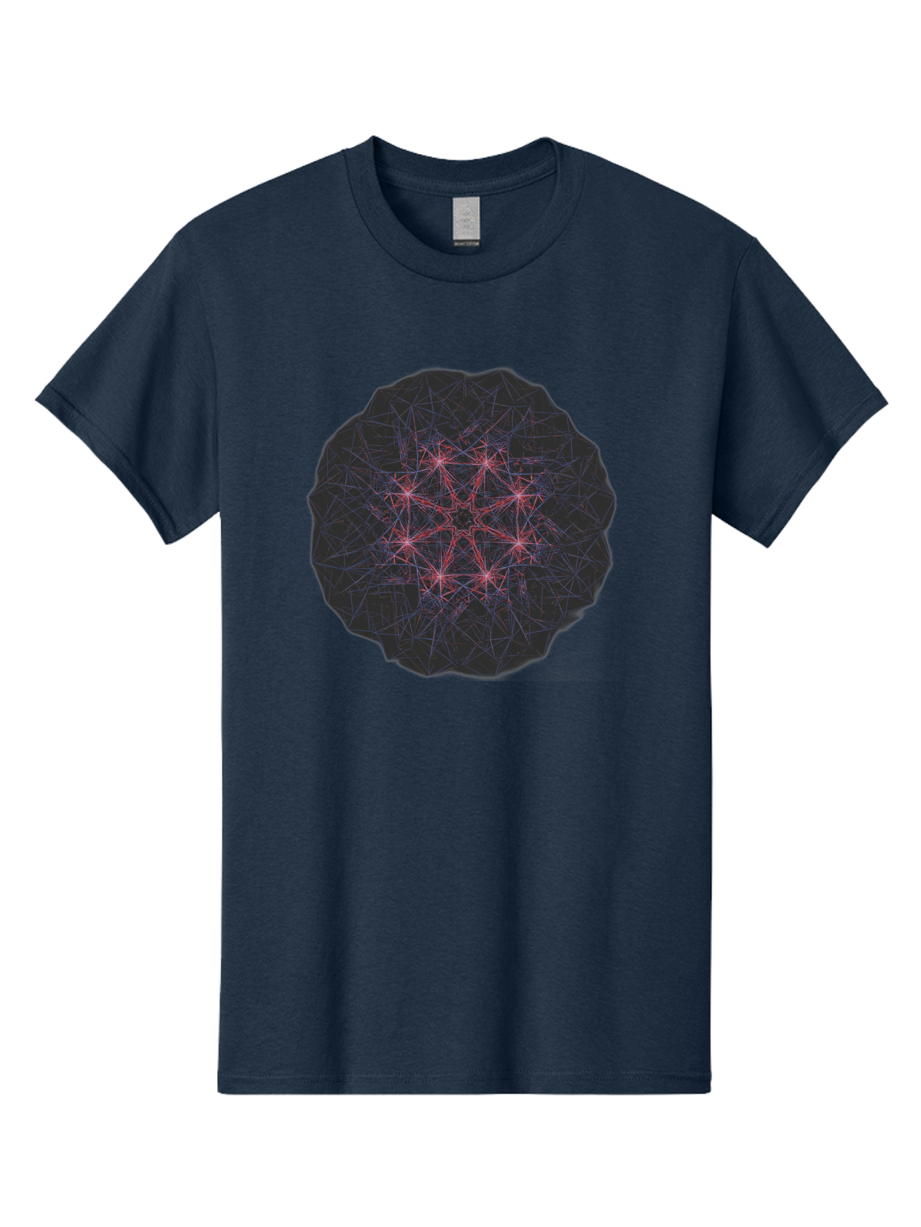 Network-Cluster Men'S Graphic Tee, 100% Cotton, Comfortable Casual Summer Wear, Machine Washable, Complex Network, Interconnected Nodes, Red And Blue Lines, Futuristic Design, Abstract Pattern, Web-Like Structure, Technological Innovation, Bad363