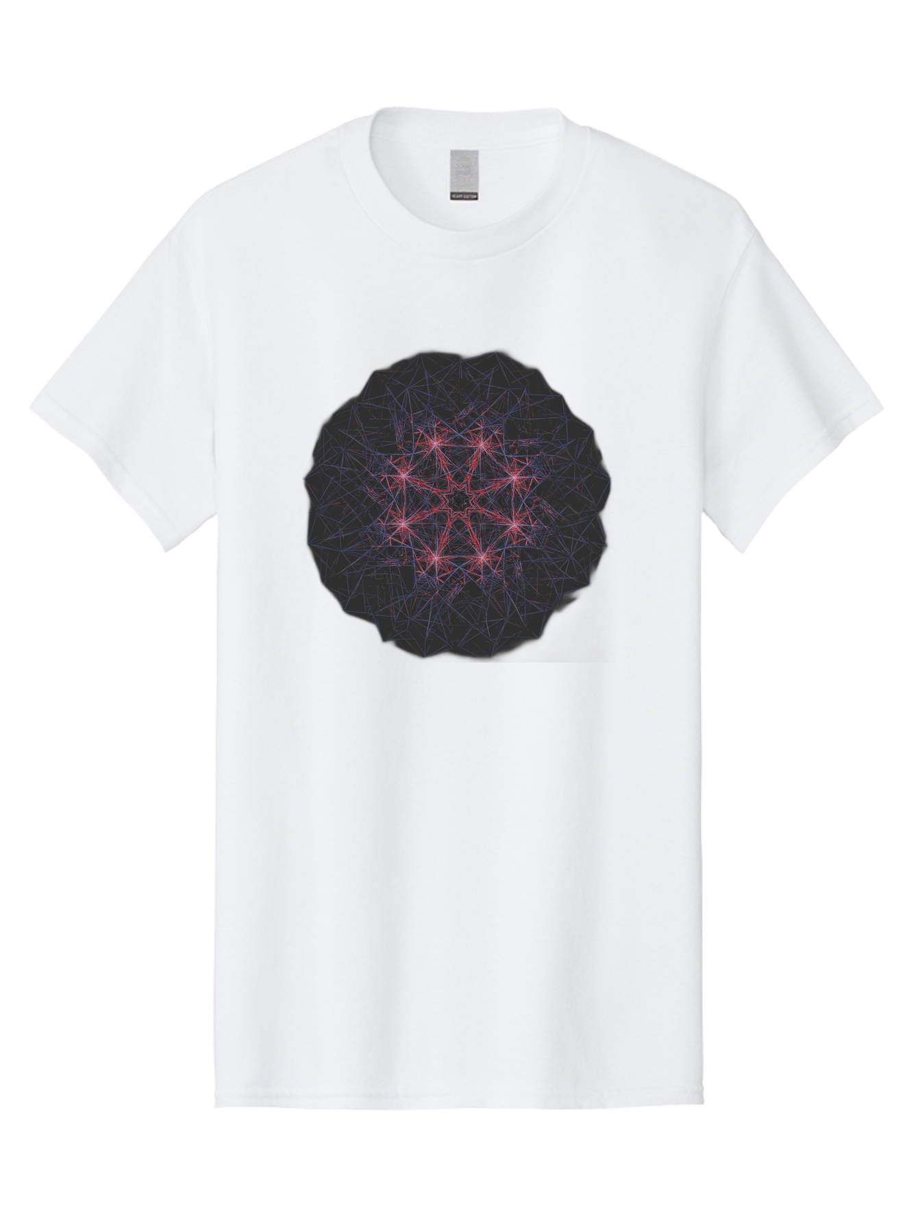 Network-Cluster Men'S Graphic Tee, 100% Cotton, Comfortable Casual Summer Wear, Machine Washable, Complex Network, Interconnected Nodes, Red And Blue Lines, Futuristic Design, Abstract Pattern, Web-Like Structure, Technological Innovation, Bad363