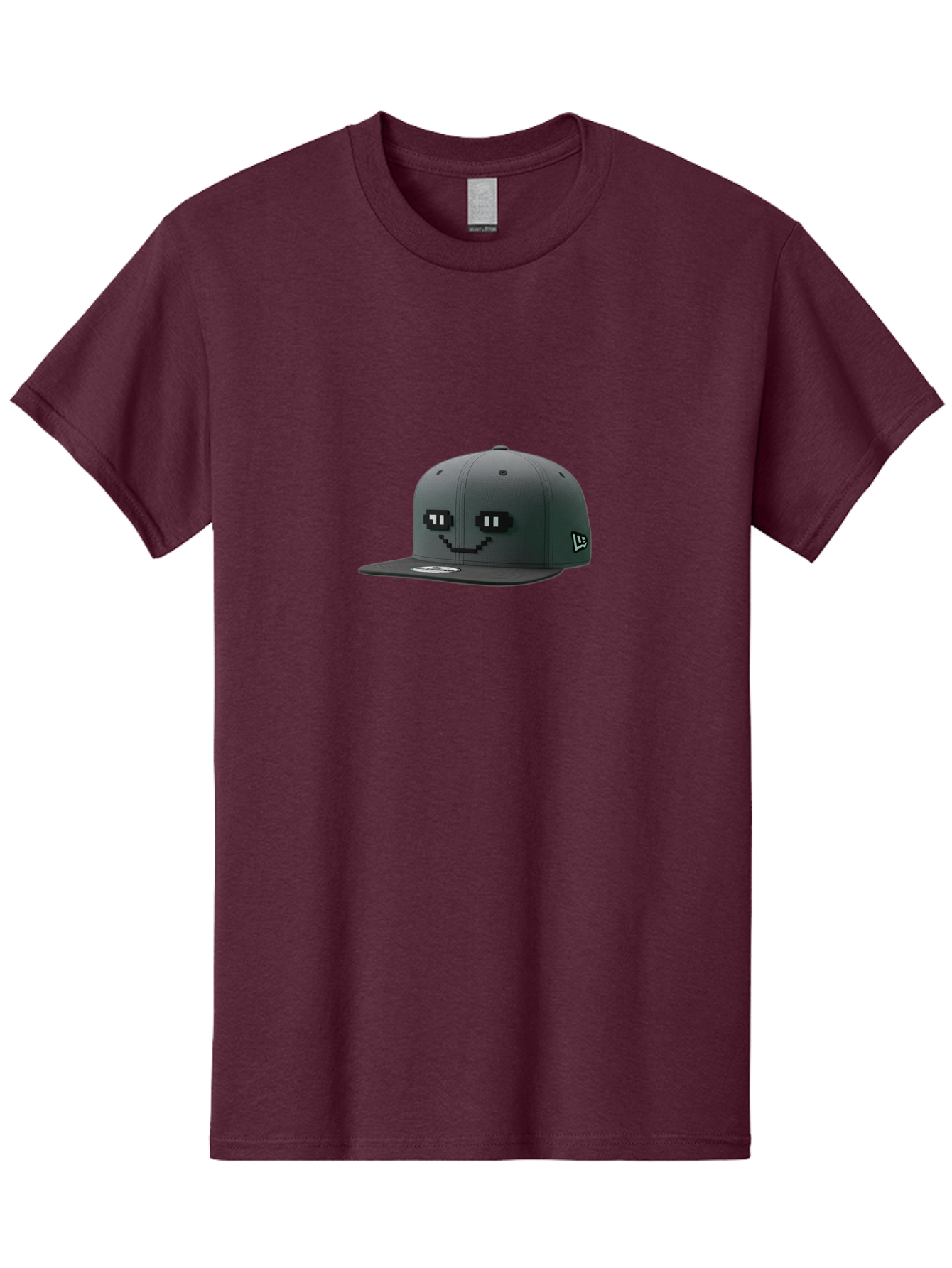 New-Era-Cap-1 Men'S Graphic Tee, 100% Cotton, Comfortable Casual Summer Wear, Machine Washable, Black Snapback Hat, Pac-Man Design, Pixel Art, Gaming Accessory, Streetwear Fashion, Trendy Apparel, Casual Wear, Black Cap Bad366