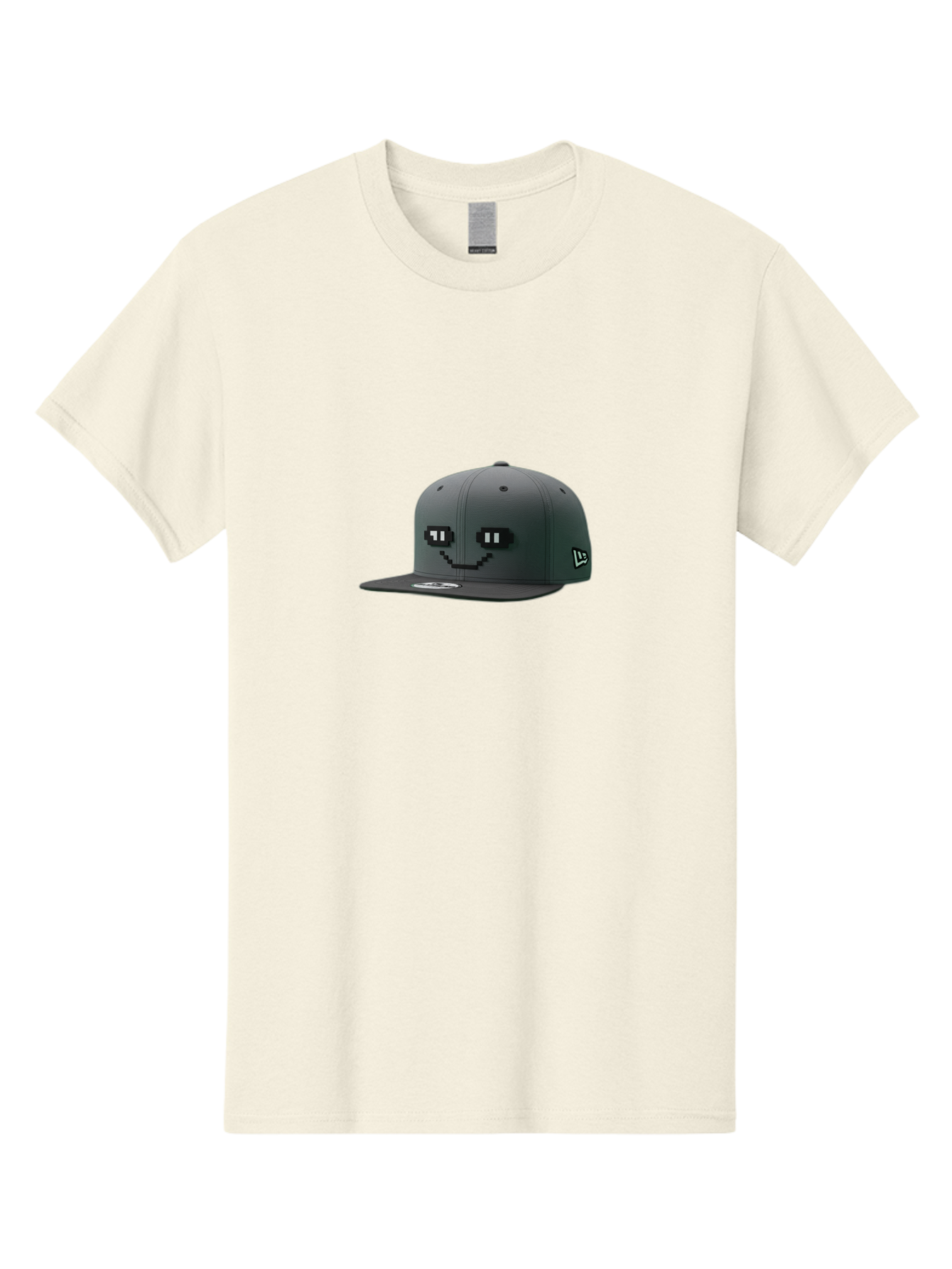 New-Era-Cap-1 Men'S Graphic Tee, 100% Cotton, Comfortable Casual Summer Wear, Machine Washable, Black Snapback Hat, Pac-Man Design, Pixel Art, Gaming Accessory, Streetwear Fashion, Trendy Apparel, Casual Wear, Black Cap Bad366