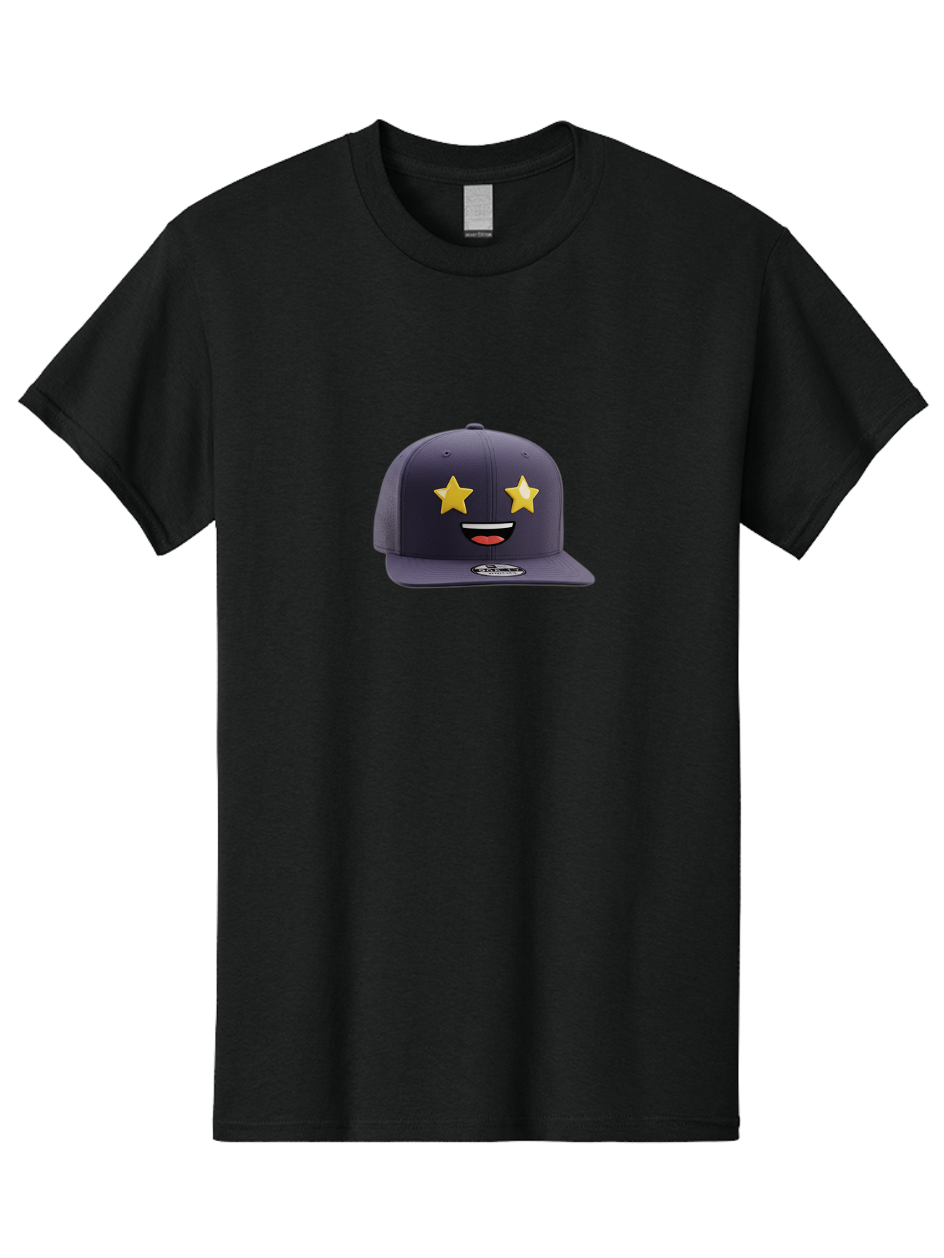 New-Era-Cap Men'S Graphic Tee, 100% Cotton, Comfortable Casual Summer Wear, Machine Washable, Baseball Cap, Emoji Face, Star Eyes, Smiling Mouth, Streetwear Fashion, Casual Style, Sports Headwear, Logo Sticker Bad368