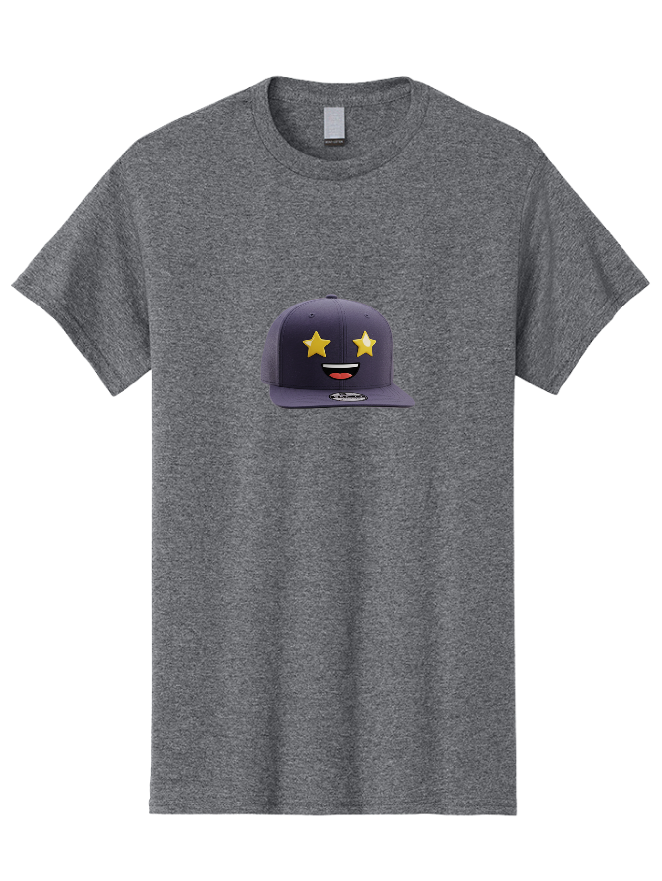 New-Era-Cap Men'S Graphic Tee, 100% Cotton, Comfortable Casual Summer Wear, Machine Washable, Baseball Cap, Emoji Face, Star Eyes, Smiling Mouth, Streetwear Fashion, Casual Style, Sports Headwear, Logo Sticker Bad368