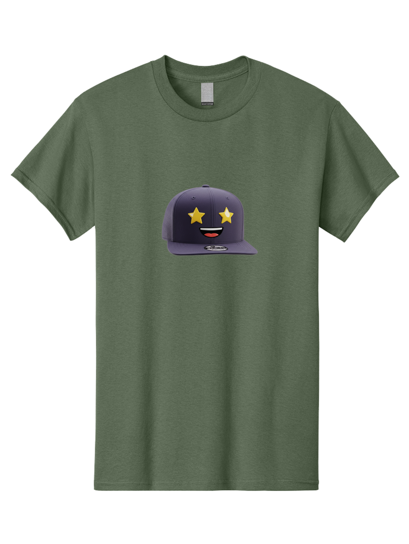 New-Era-Cap Men'S Graphic Tee, 100% Cotton, Comfortable Casual Summer Wear, Machine Washable, Baseball Cap, Emoji Face, Star Eyes, Smiling Mouth, Streetwear Fashion, Casual Style, Sports Headwear, Logo Sticker Bad368
