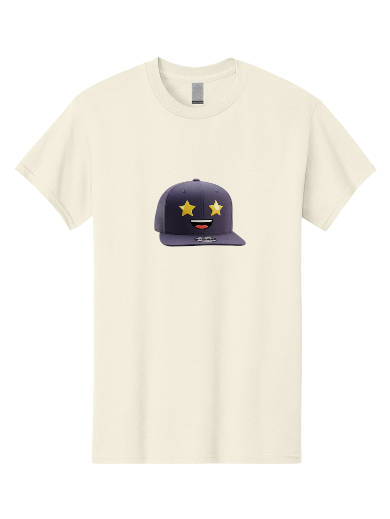 New-Era-Cap Men'S Graphic Tee, 100% Cotton, Comfortable Casual Summer Wear, Machine Washable, Baseball Cap, Emoji Face, Star Eyes, Smiling Mouth, Streetwear Fashion, Casual Style, Sports Headwear, Logo Sticker Bad368