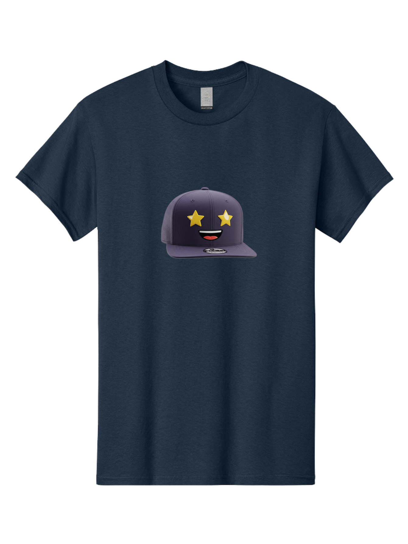New-Era-Cap Men'S Graphic Tee, 100% Cotton, Comfortable Casual Summer Wear, Machine Washable, Baseball Cap, Emoji Face, Star Eyes, Smiling Mouth, Streetwear Fashion, Casual Style, Sports Headwear, Logo Sticker Bad368