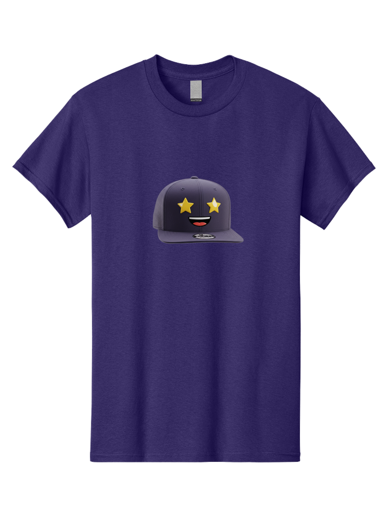 New-Era-Cap Men'S Graphic Tee, 100% Cotton, Comfortable Casual Summer Wear, Machine Washable, Baseball Cap, Emoji Face, Star Eyes, Smiling Mouth, Streetwear Fashion, Casual Style, Sports Headwear, Logo Sticker Bad368
