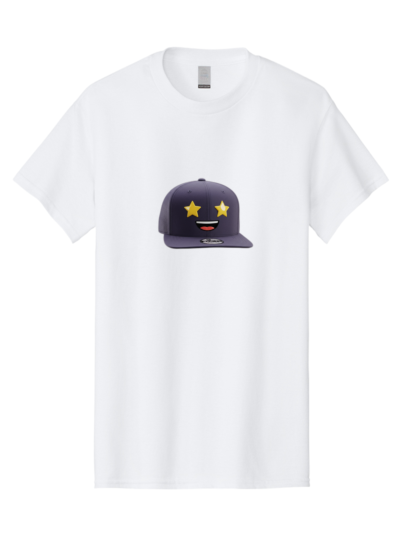 New-Era-Cap Men'S Graphic Tee, 100% Cotton, Comfortable Casual Summer Wear, Machine Washable, Baseball Cap, Emoji Face, Star Eyes, Smiling Mouth, Streetwear Fashion, Casual Style, Sports Headwear, Logo Sticker Bad368