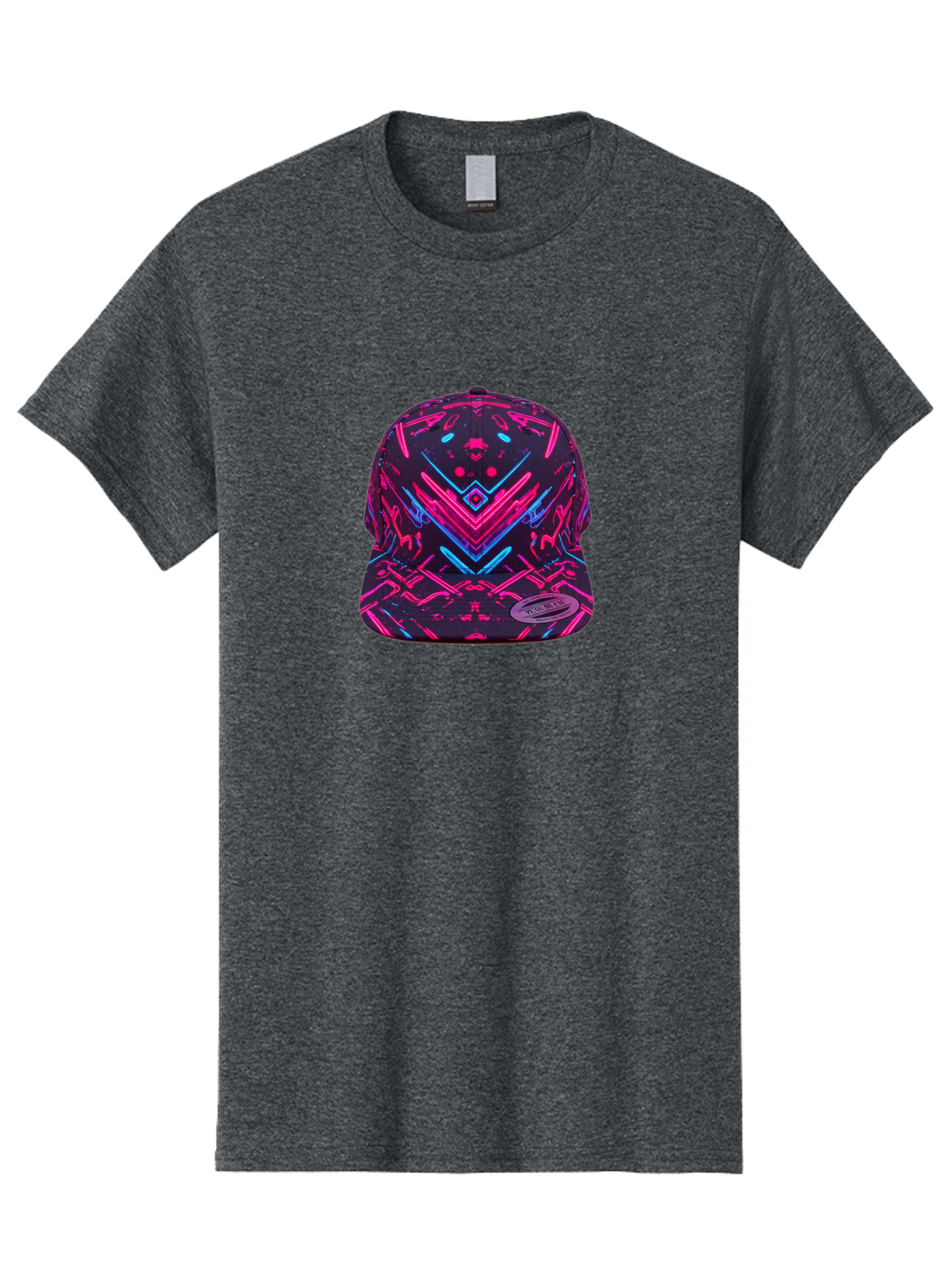 New-Era-Neon-Baseball-Cap Men'S Graphic Tee, 100% Cotton, Comfortable Casual Summer Wear, Machine Washable, Neon Pink And Blue Circuit Pattern, Futuristic Hat, Neon-Lit Design, Trendy Headwear, Streetwear Fashion, Bold Graphics Bad369