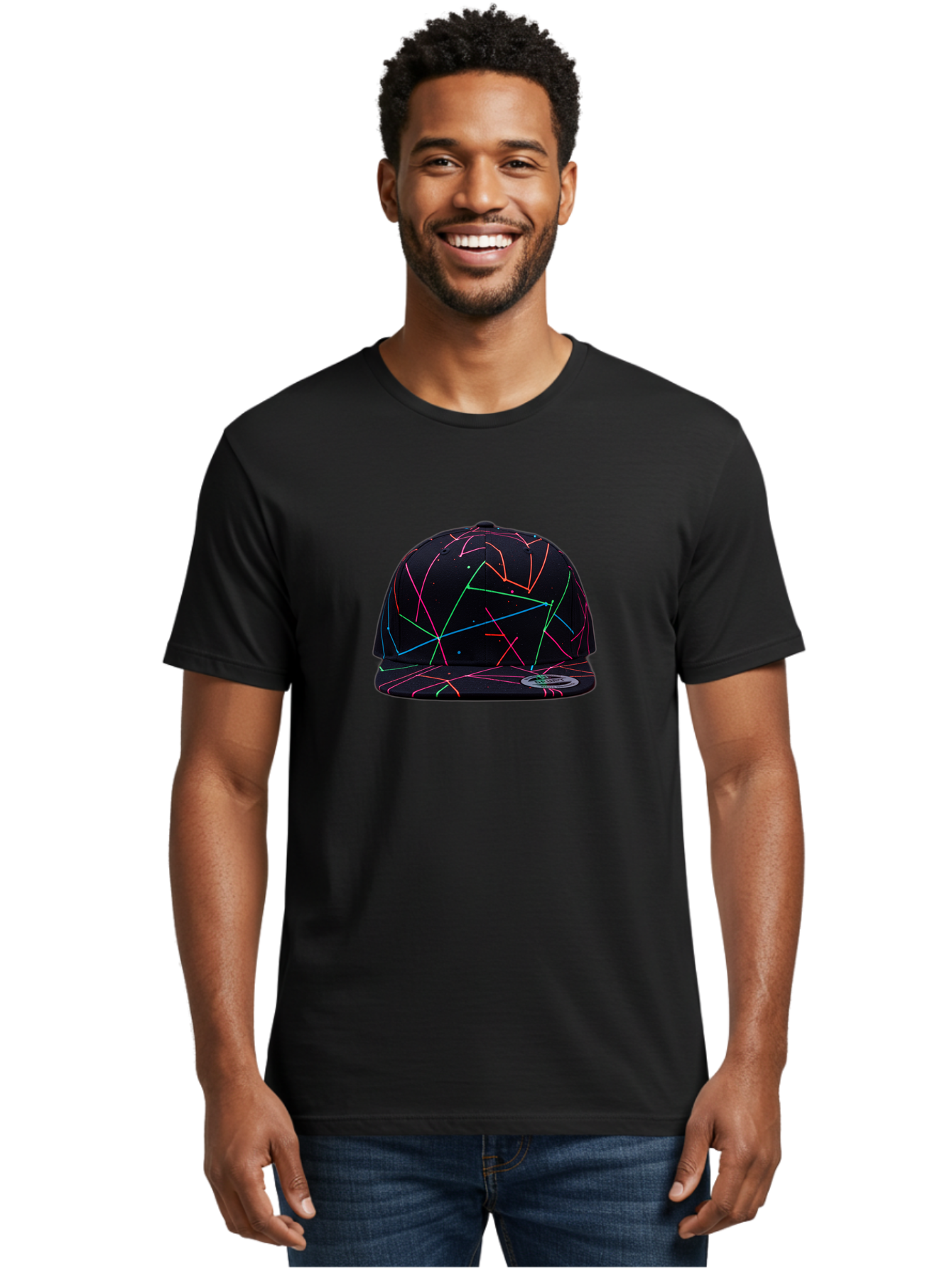 New-Era-Neon-Lines-Cap Men'S Graphic Tee, 100% Cotton, Comfortable Casual Summer Wear, Machine Washable, Baseball Cap, Neon Lines, Colorful Design, Streetwear Fashion, Urban Style, Trendy Accessory, Neon Pink, Neon Green, Neon Blue, Bad370
