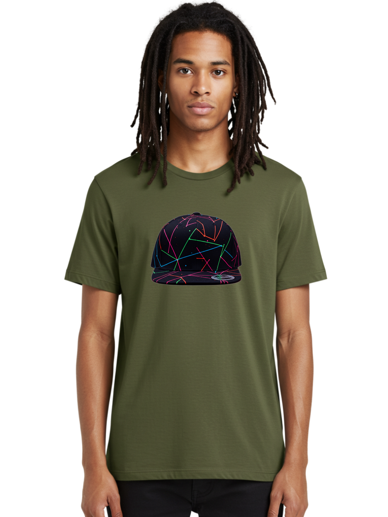 New-Era-Neon-Lines-Cap Men'S Graphic Tee, 100% Cotton, Comfortable Casual Summer Wear, Machine Washable, Baseball Cap, Neon Lines, Colorful Design, Streetwear Fashion, Urban Style, Trendy Accessory, Neon Pink, Neon Green, Neon Blue, Bad370
