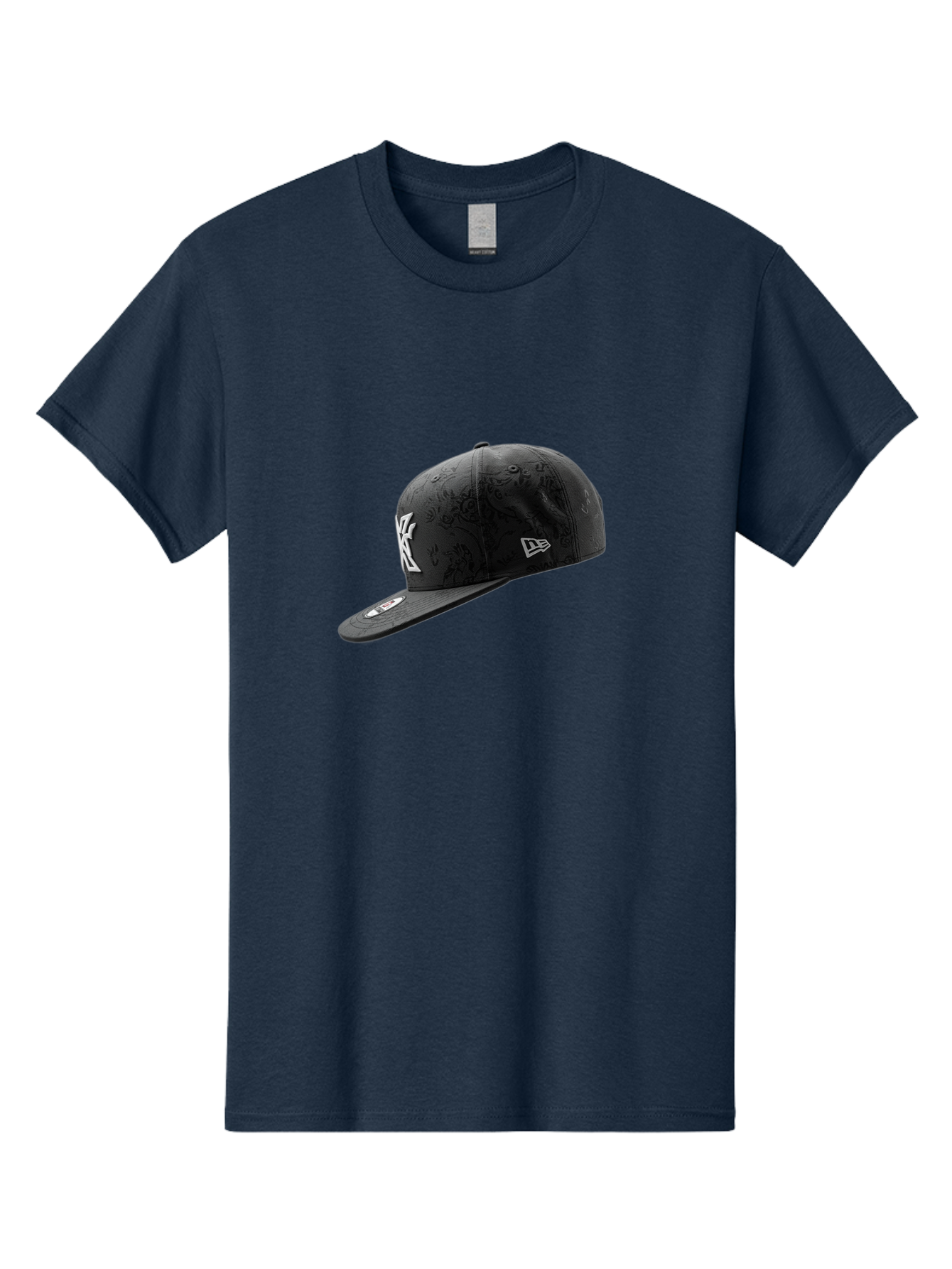 New-York-Yankees-Baseball-Cap Men'S Graphic Tee, 100% Cotton, Comfortable Casual Summer Wear, Machine Washable, New York Yankees Baseball Cap, Black Cap With White Logo, New Era Cap, Baseball Hat, Sports Fashion, Ny Logo, Mlb Merchandise, Bad372