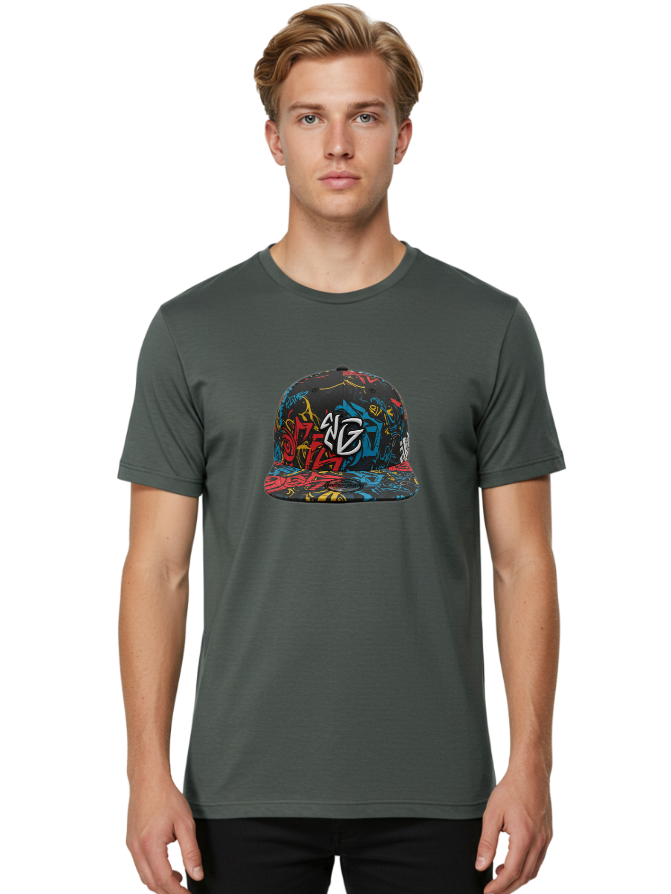 Ng-Baseball-Cap Men'S Graphic Tee, 100% Cotton, Comfortable Casual Summer Wear, Machine Washable, Graffiti Hat, Streetwear Fashion, Urban Style, Multicolored Cap, Ng Logo, Bold Graphics, Snapback Hat, Trendy Headwear, Casual Wear Bad373