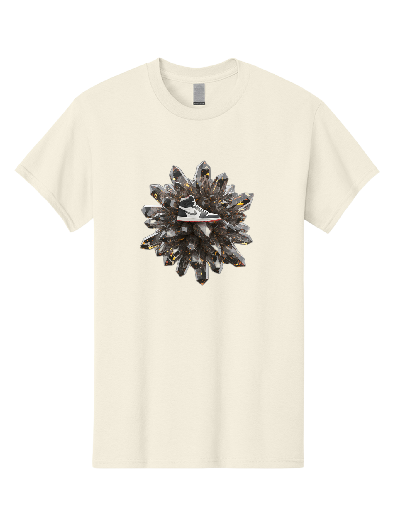 Nike-Air-Jordan-1 Men'S Graphic Tee, 100% Cotton, Comfortable Casual Summer Wear, Machine Washable, Nike Air Jordan 1 Sneakers, Black And White Shoes, Green Swoosh, Red Sole, Luxury Footwear, Crystal Cluster, Sleek Design, High-Top Sneakers Bad374