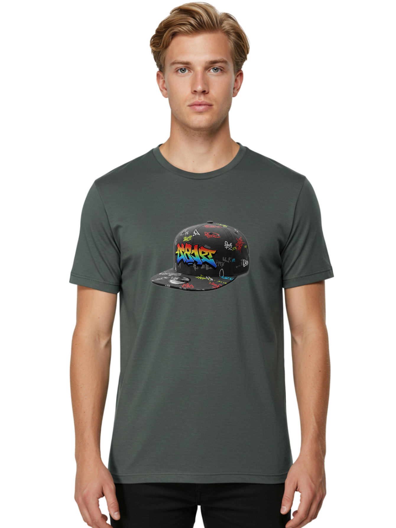 Nike-Air Men'S Graphic Tee, 100% Cotton, Comfortable Casual Summer Wear, Machine Washable, Nike Air Graffiti Hat, Streetwear Fashion, Basketball Cap, Urban Style, Colorful Design, Graffiti Art, New Era, Sportswear, Hip Hop Culture, Bad375