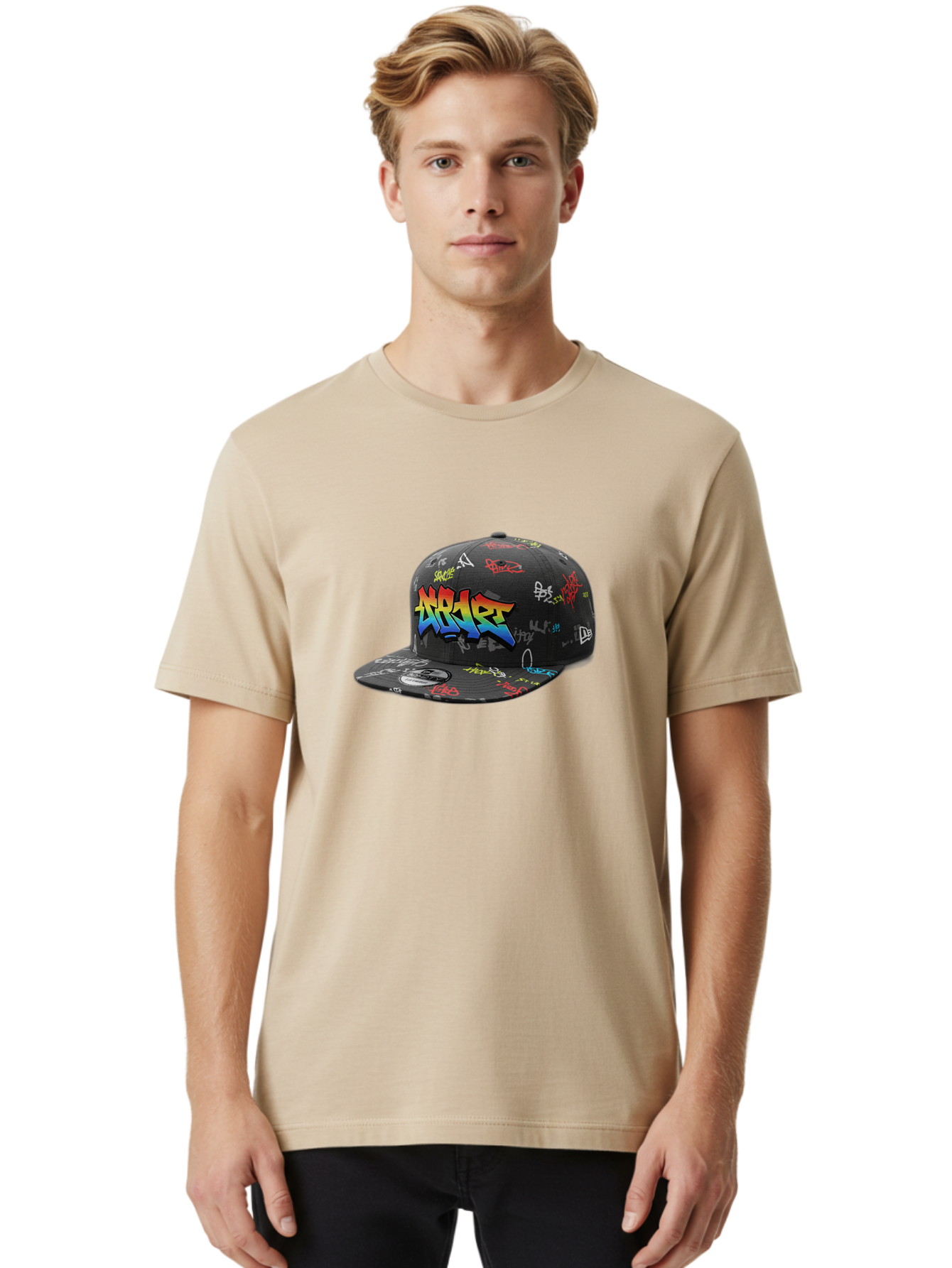 Nike-Air Men'S Graphic Tee, 100% Cotton, Comfortable Casual Summer Wear, Machine Washable, Nike Air Graffiti Hat, Streetwear Fashion, Basketball Cap, Urban Style, Colorful Design, Graffiti Art, New Era, Sportswear, Hip Hop Culture, Bad375