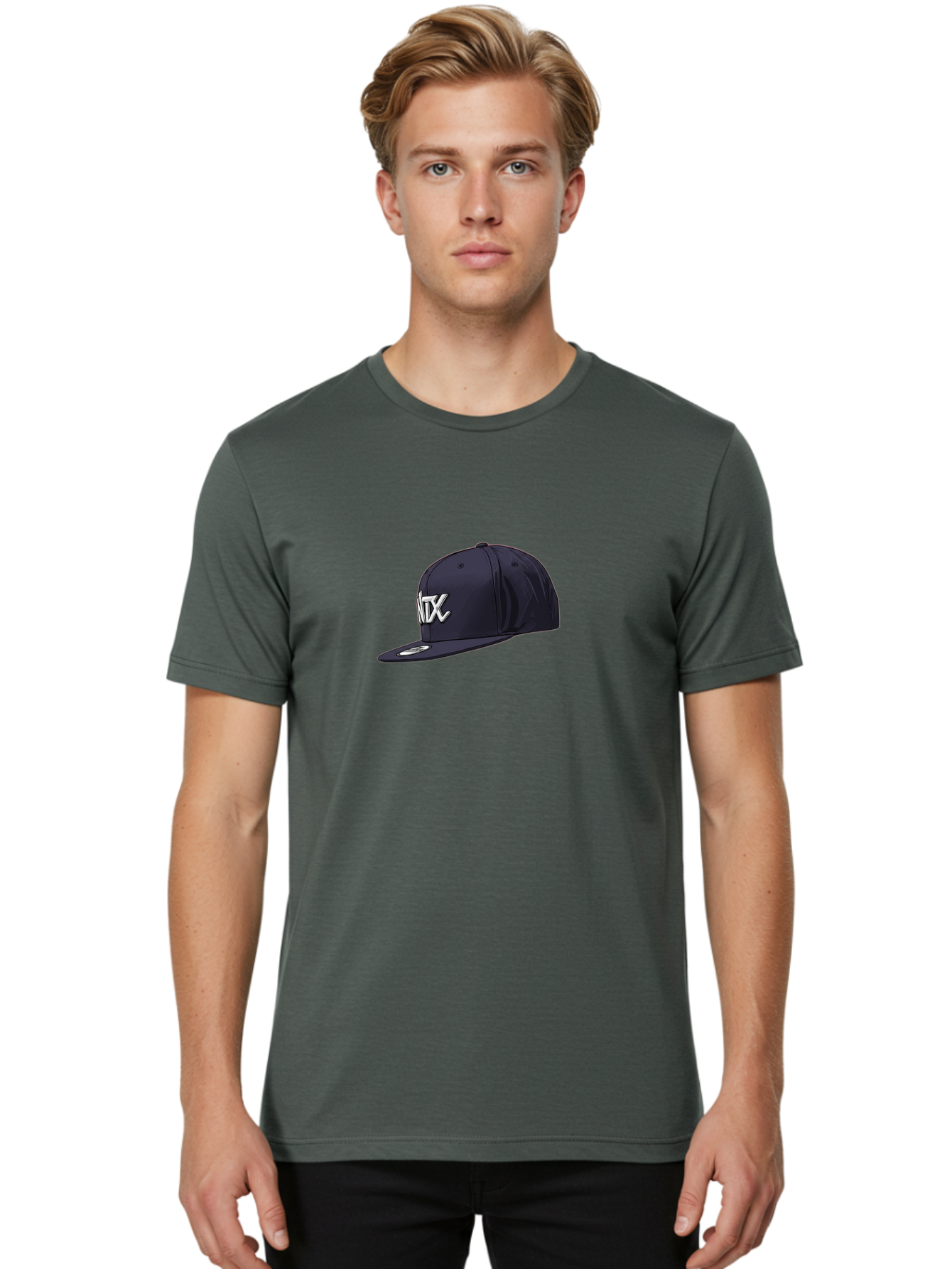 Ntx-Baseball-Cap Men'S Graphic Tee, 100% Cotton, Comfortable Casual Summer Wear, Machine Washable, Ntx Logo, Baseball Cap, Navy Blue Cap, White Logo, Sports Apparel, Streetwear Fashion, Casual Wear, Hat With Logo Bad377