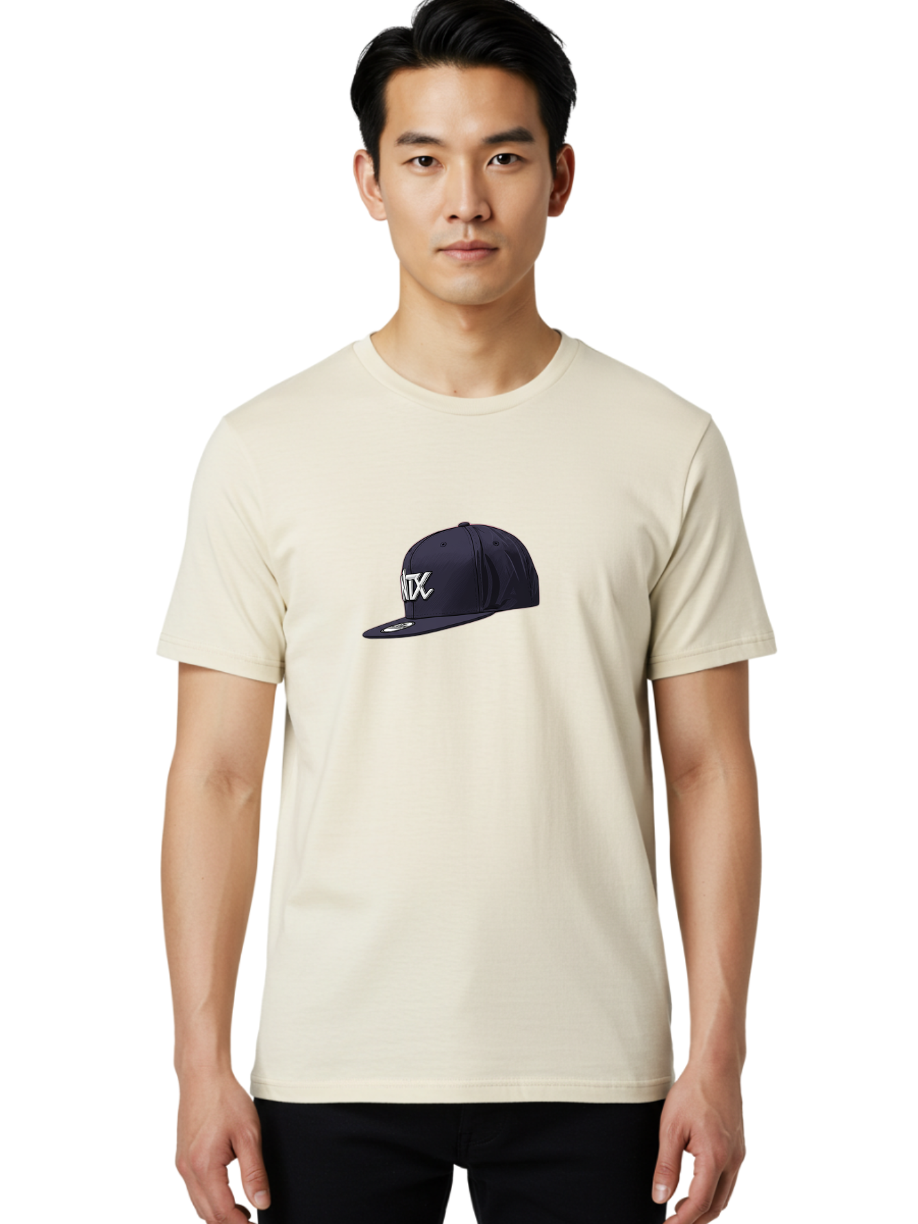Ntx-Baseball-Cap Men'S Graphic Tee, 100% Cotton, Comfortable Casual Summer Wear, Machine Washable, Ntx Logo, Baseball Cap, Navy Blue Cap, White Logo, Sports Apparel, Streetwear Fashion, Casual Wear, Hat With Logo Bad377