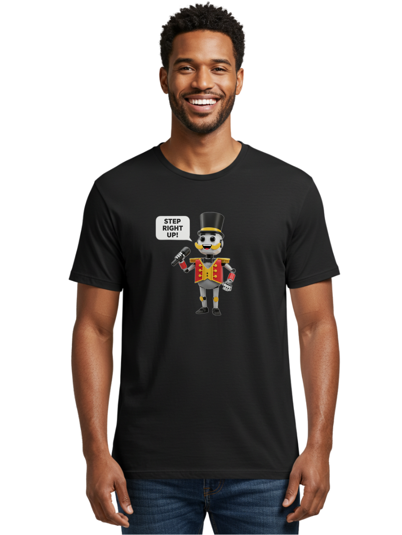 Nutcracker-Robot Men'S Graphic Tee, 100% Cotton, Comfortable Casual Summer Wear, Machine Washable, Nutcracker Robot, Mechanical Nutcracker, Robot Character, Step Right Up, Circus Ringmaster, Vintage Nutcracker, Steampunk Robot, Robotic Figure, Bad378