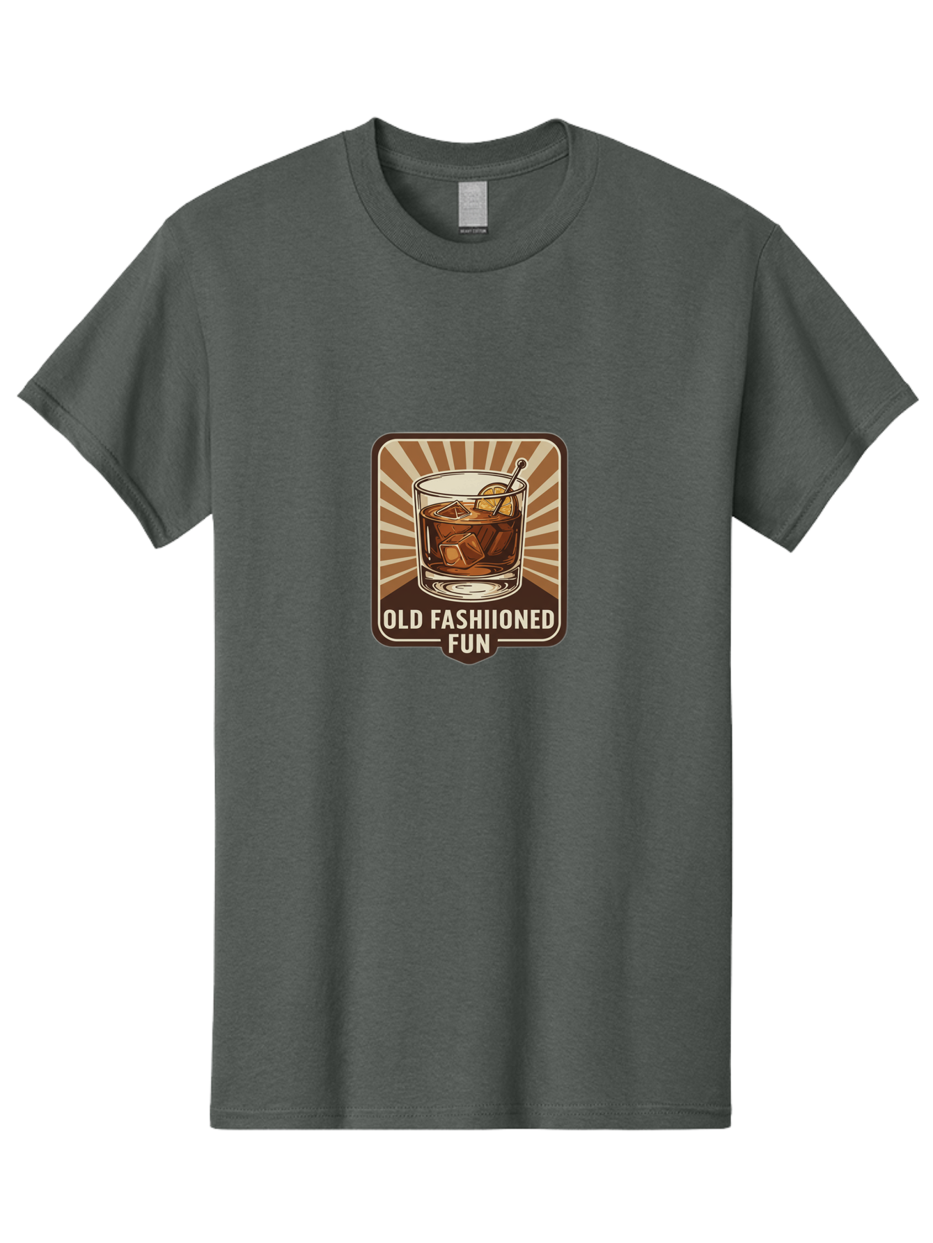 Old-Fashiioned-Fun Men'S Graphic Tee, 100% Cotton, Comfortable Casual Summer Wear, Machine Washable, Cocktail Illustration, Old Fashioned Drink, Whiskey On The Rocks, Retro Style, Classic Cocktail, Fun Times, Brown And White Theme, Bad381
