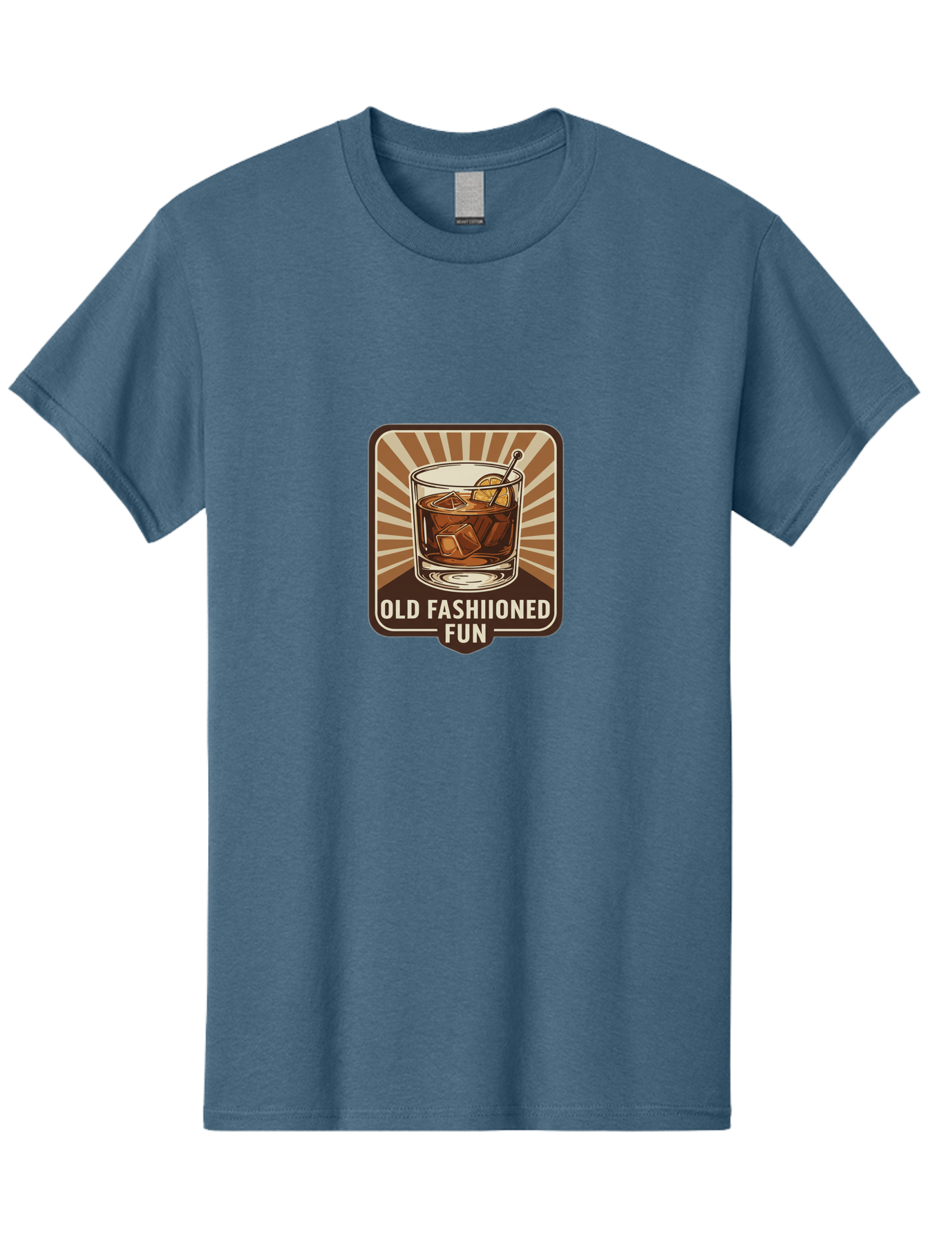 Old-Fashiioned-Fun Men'S Graphic Tee, 100% Cotton, Comfortable Casual Summer Wear, Machine Washable, Cocktail Illustration, Old Fashioned Drink, Whiskey On The Rocks, Retro Style, Classic Cocktail, Fun Times, Brown And White Theme, Bad381