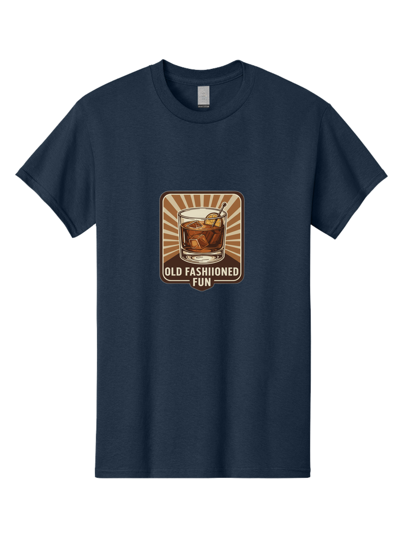 Old-Fashiioned-Fun Men'S Graphic Tee, 100% Cotton, Comfortable Casual Summer Wear, Machine Washable, Cocktail Illustration, Old Fashioned Drink, Whiskey On The Rocks, Retro Style, Classic Cocktail, Fun Times, Brown And White Theme, Bad381