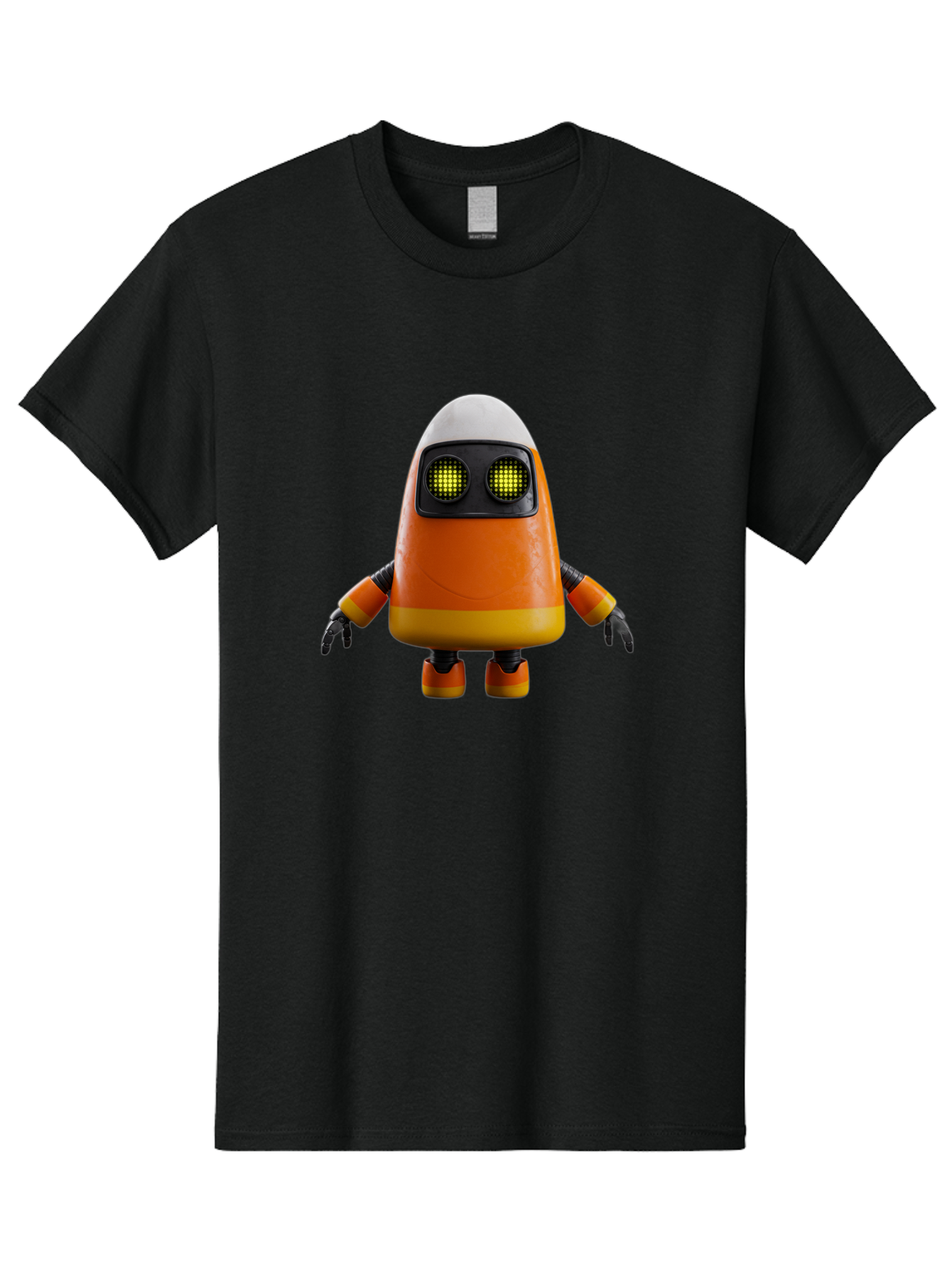 Orange-Robot Men'S Graphic Tee, 100% Cotton, Comfortable Casual Summer Wear, Machine Washable, Orange Robot, Futuristic Design, Robotic Character, Artificial Intelligence, Mechanical Limbs, Glowing Eyes, Digital Artwork, Sci-Fi Theme, Bad388