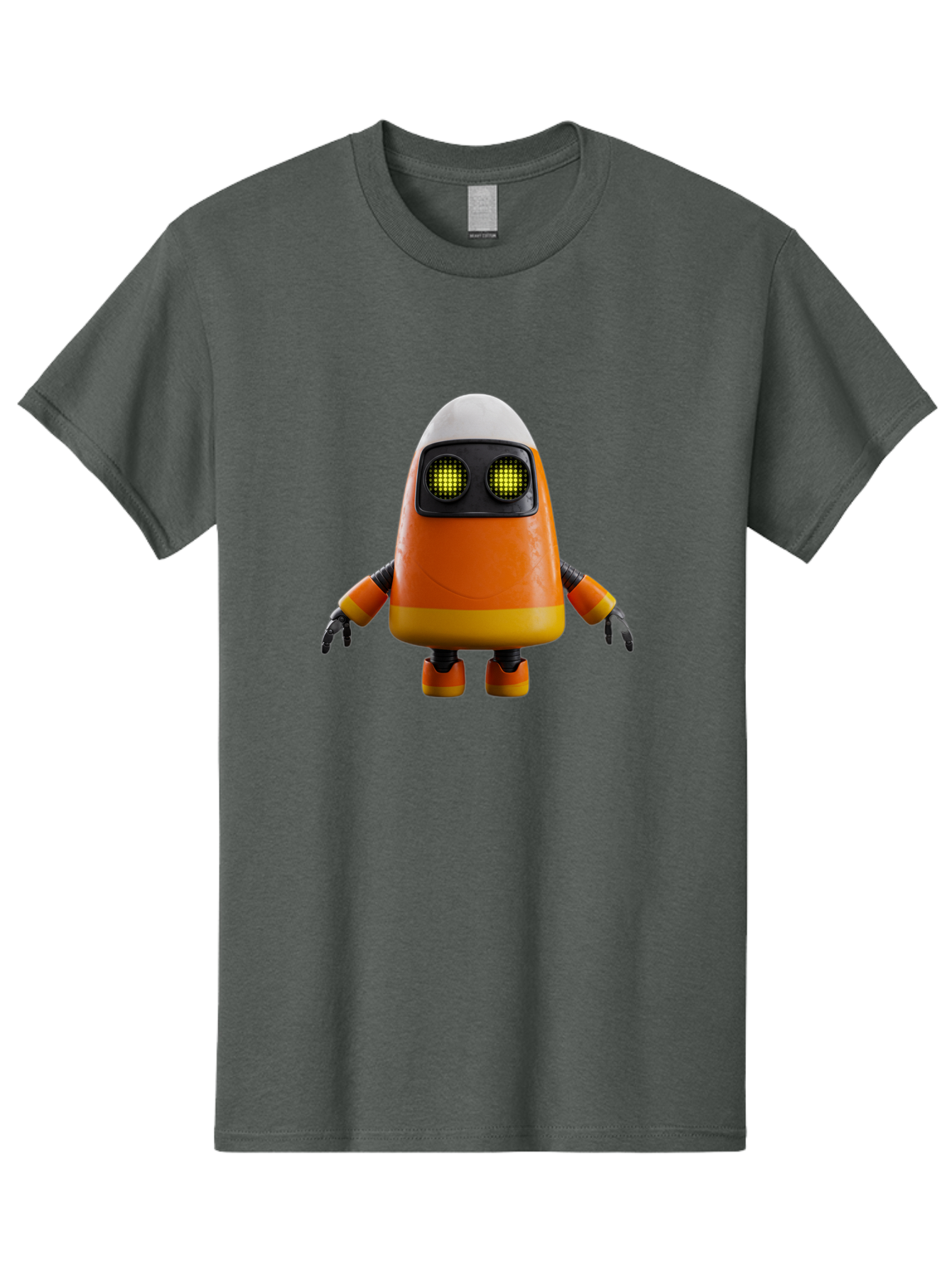 Orange-Robot Men'S Graphic Tee, 100% Cotton, Comfortable Casual Summer Wear, Machine Washable, Orange Robot, Futuristic Design, Robotic Character, Artificial Intelligence, Mechanical Limbs, Glowing Eyes, Digital Artwork, Sci-Fi Theme, Bad388